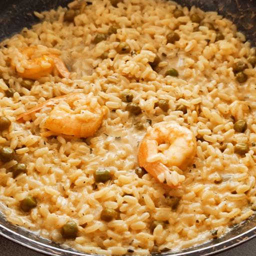 Riso al curry con piselli e mazzancolle