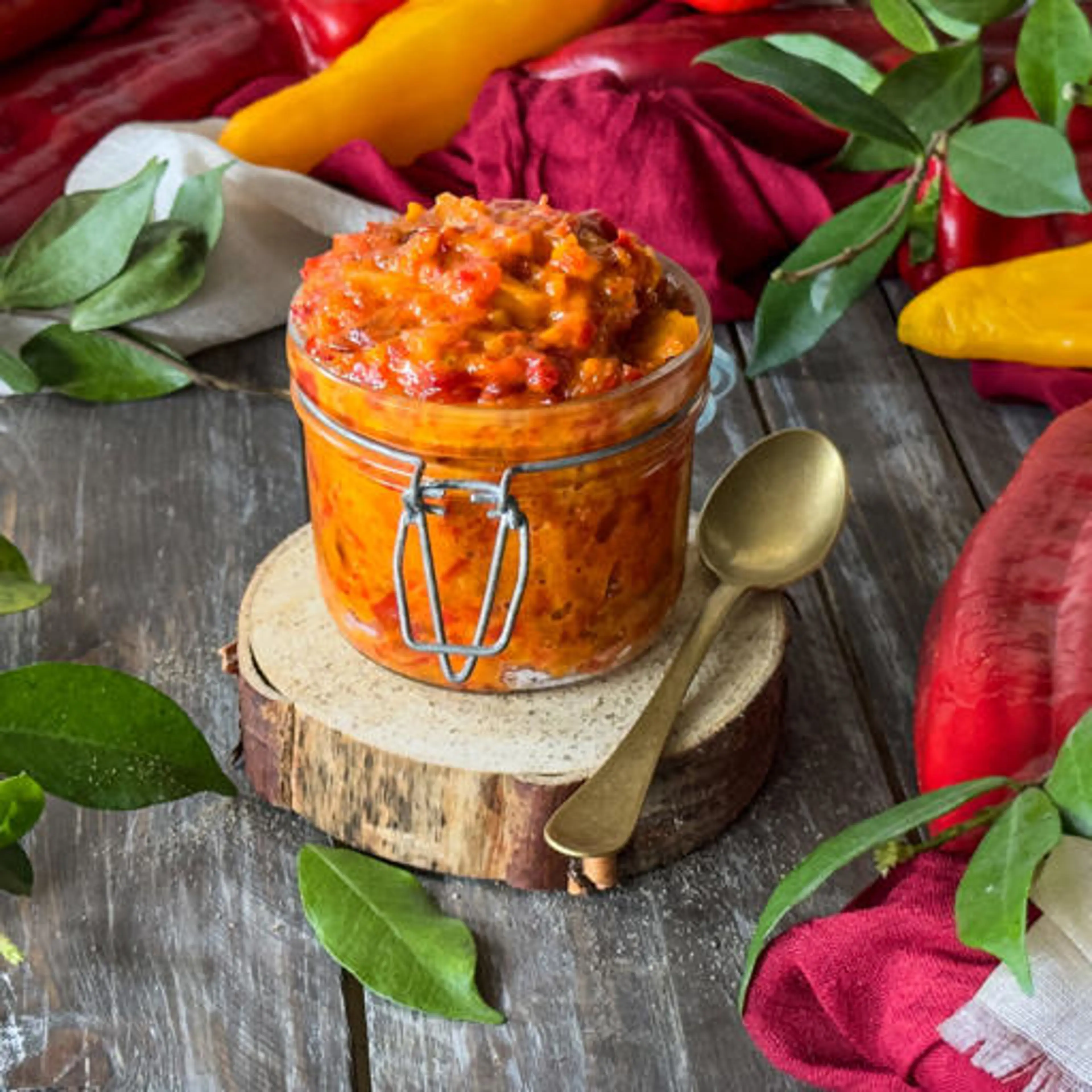 Bell pepper chutney with chili and lemon