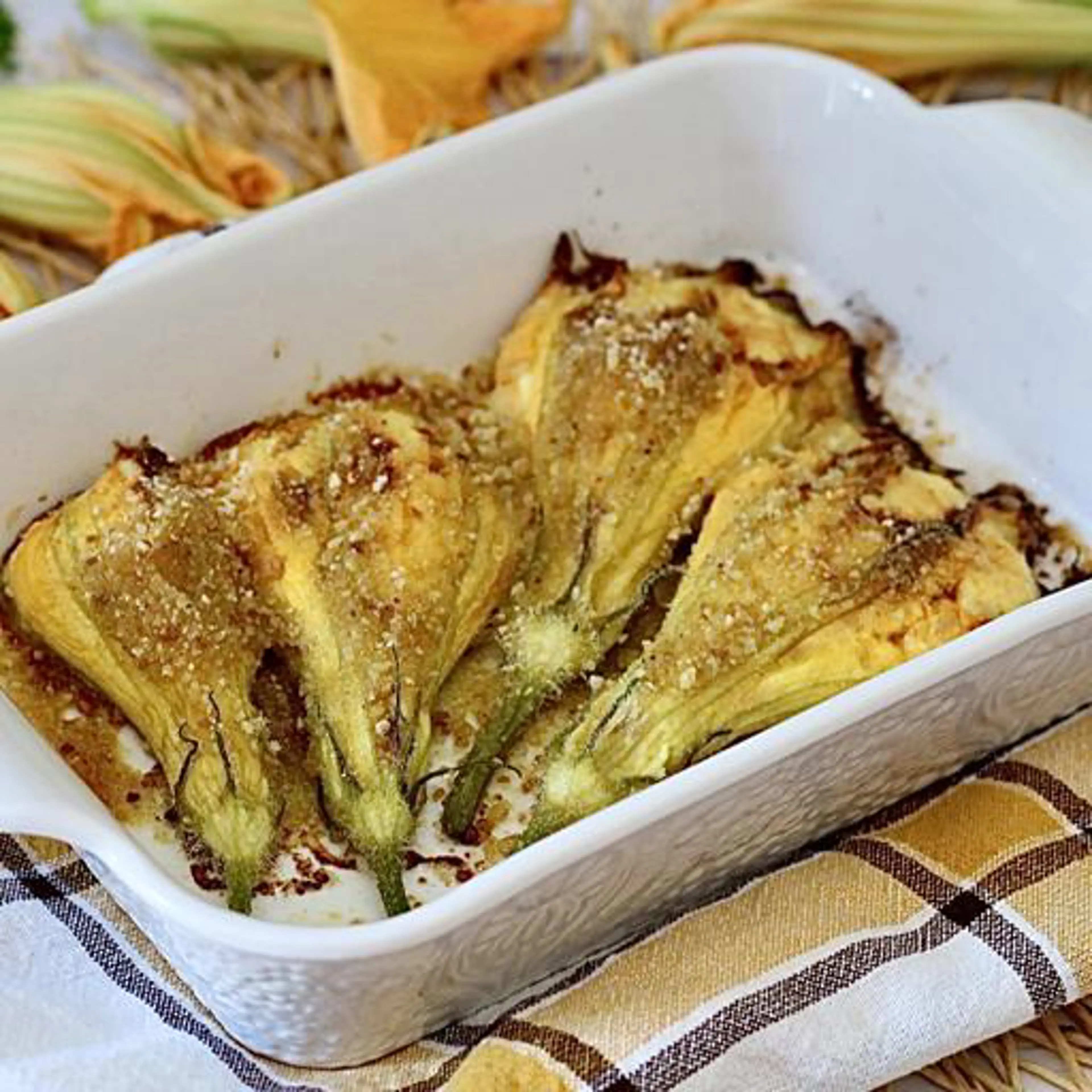 Stuffed zucchini flowers