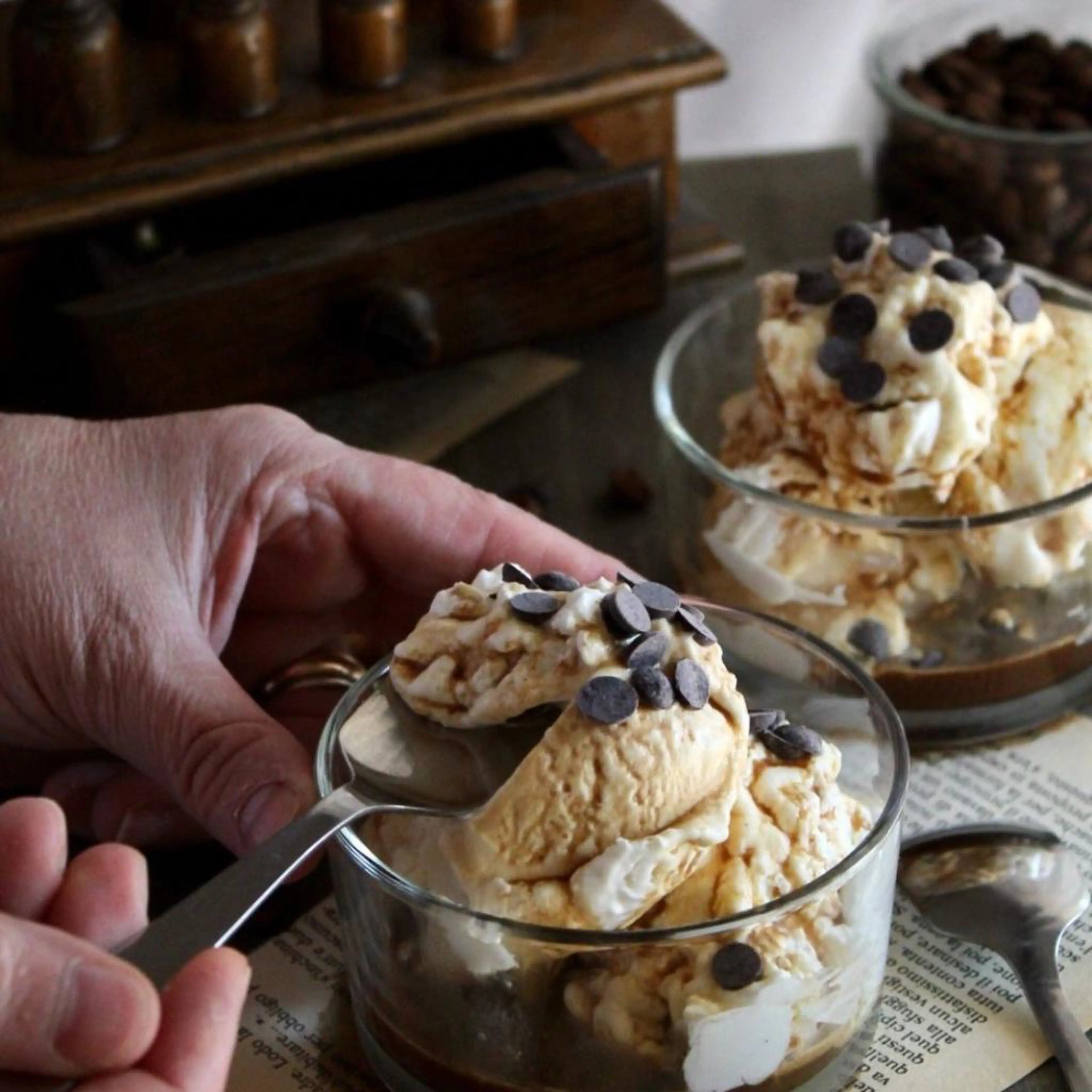 Coffee affogato gelato