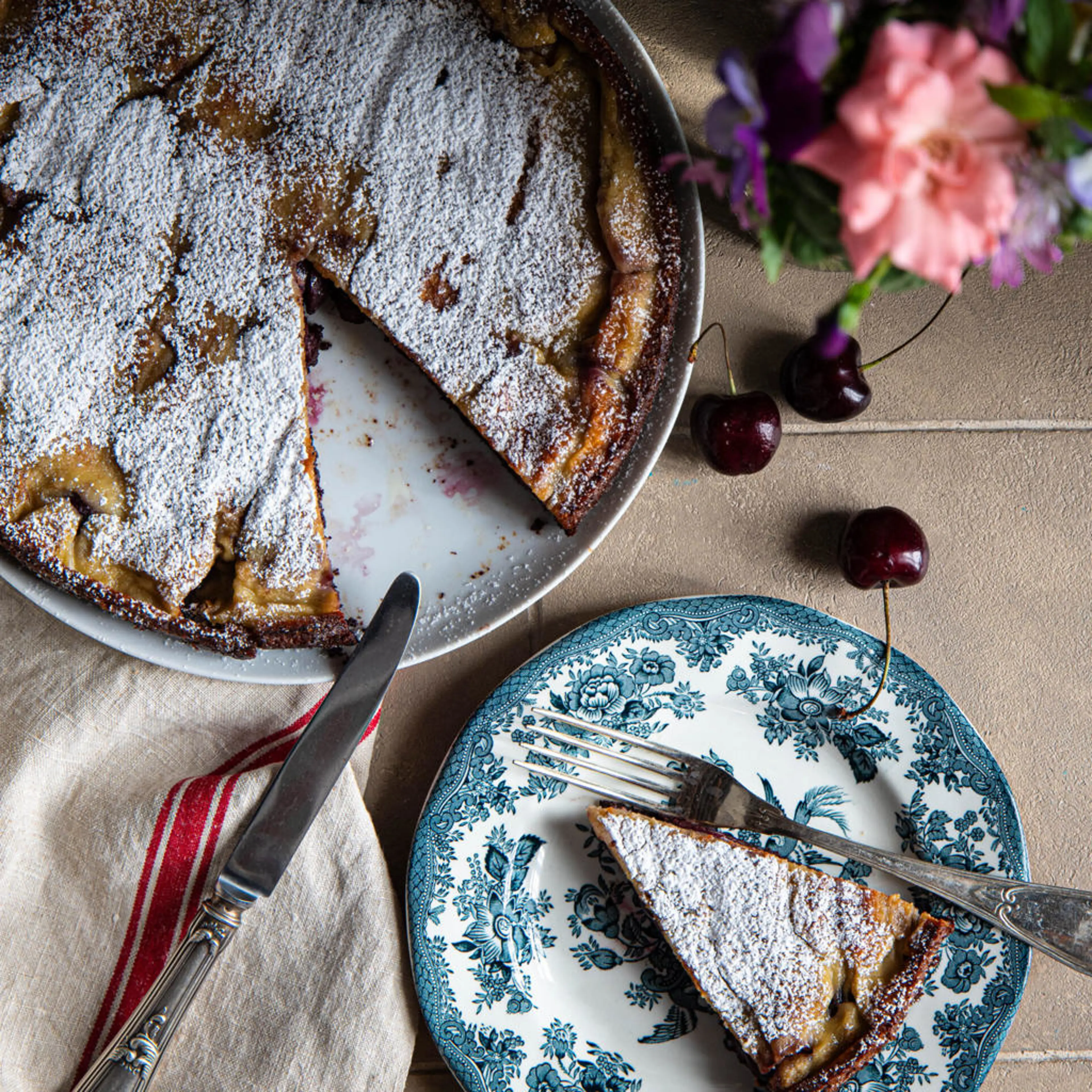 Clafoutis met kersen en chocolade