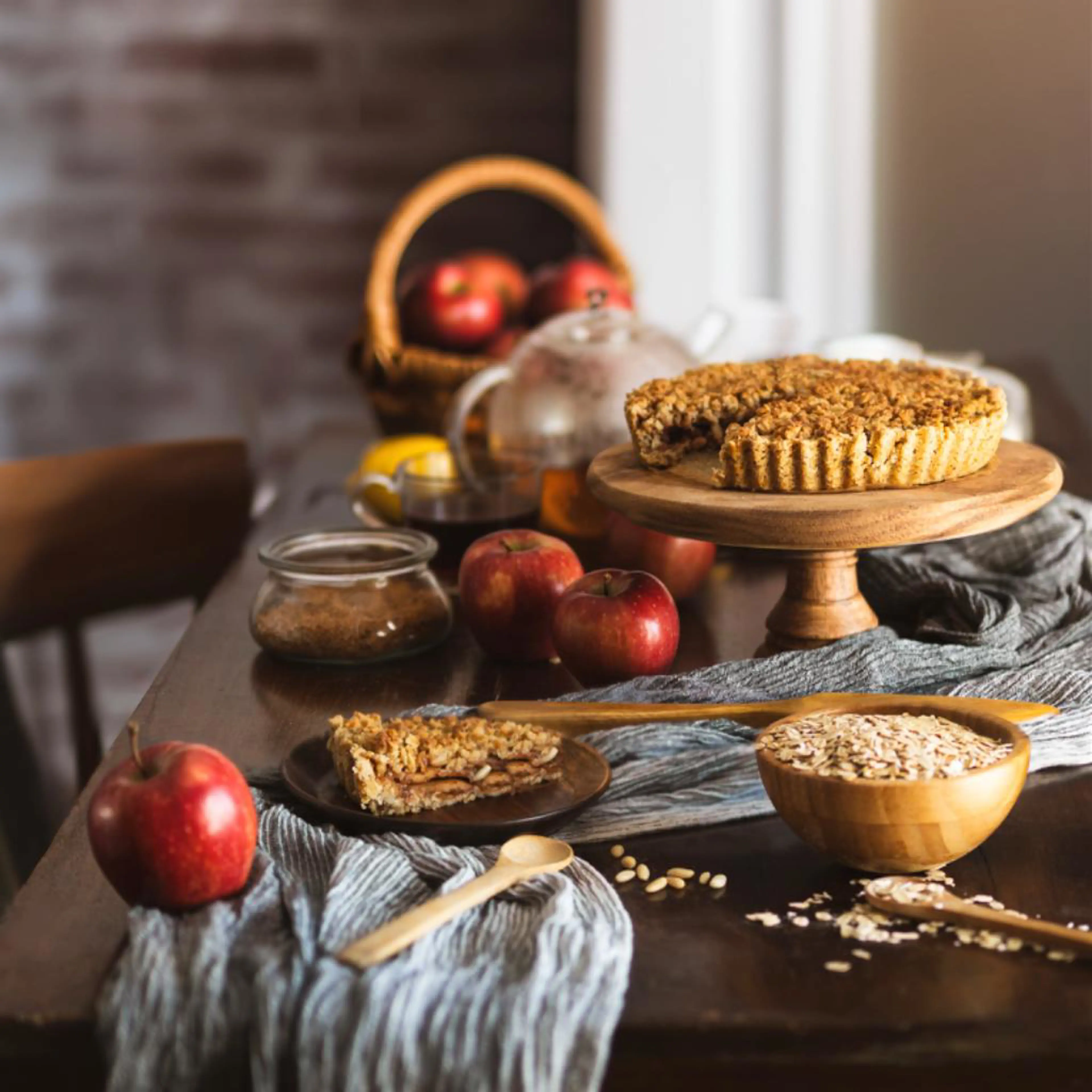 Crumble de manzana con copos de avena