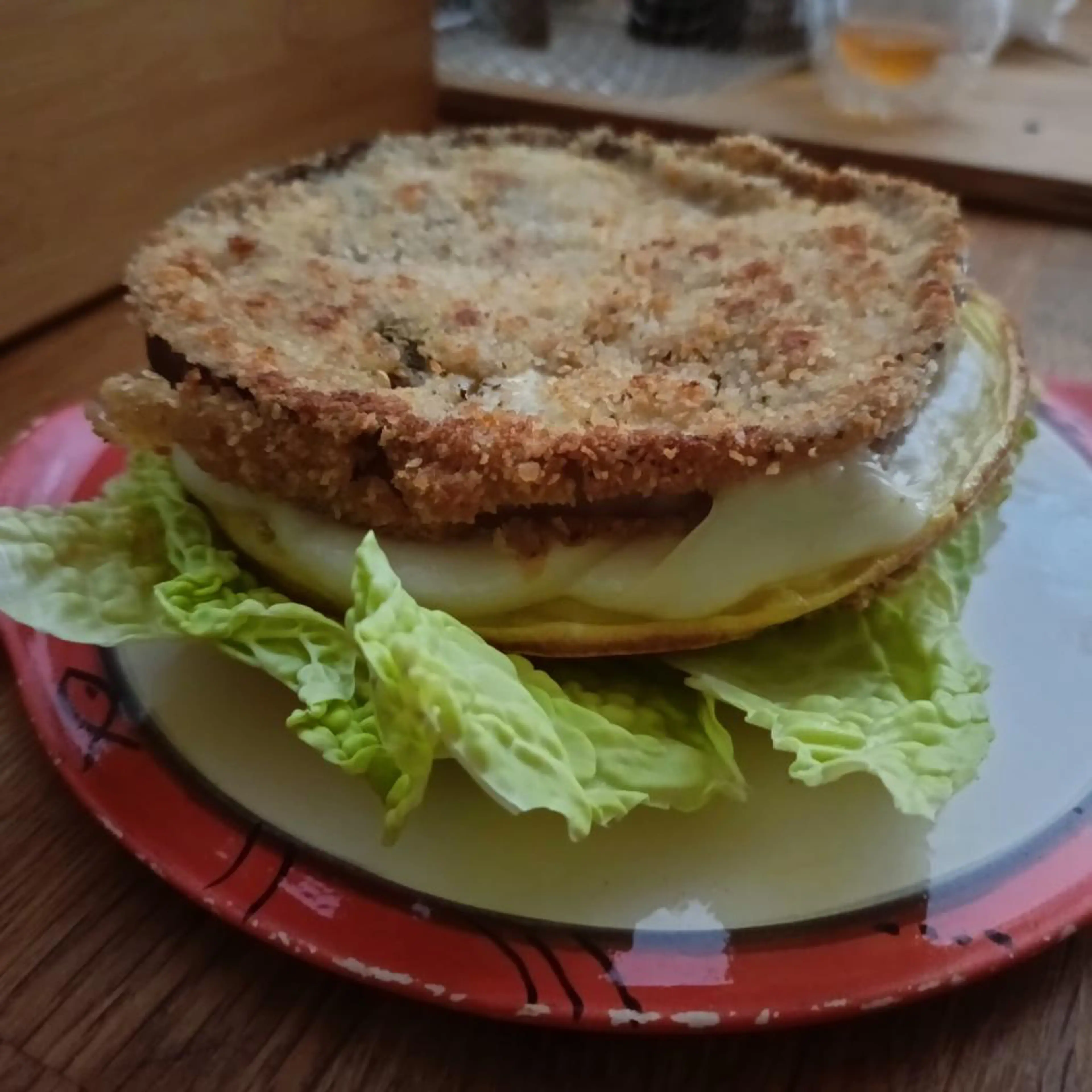 Toast with eggplant cutlet