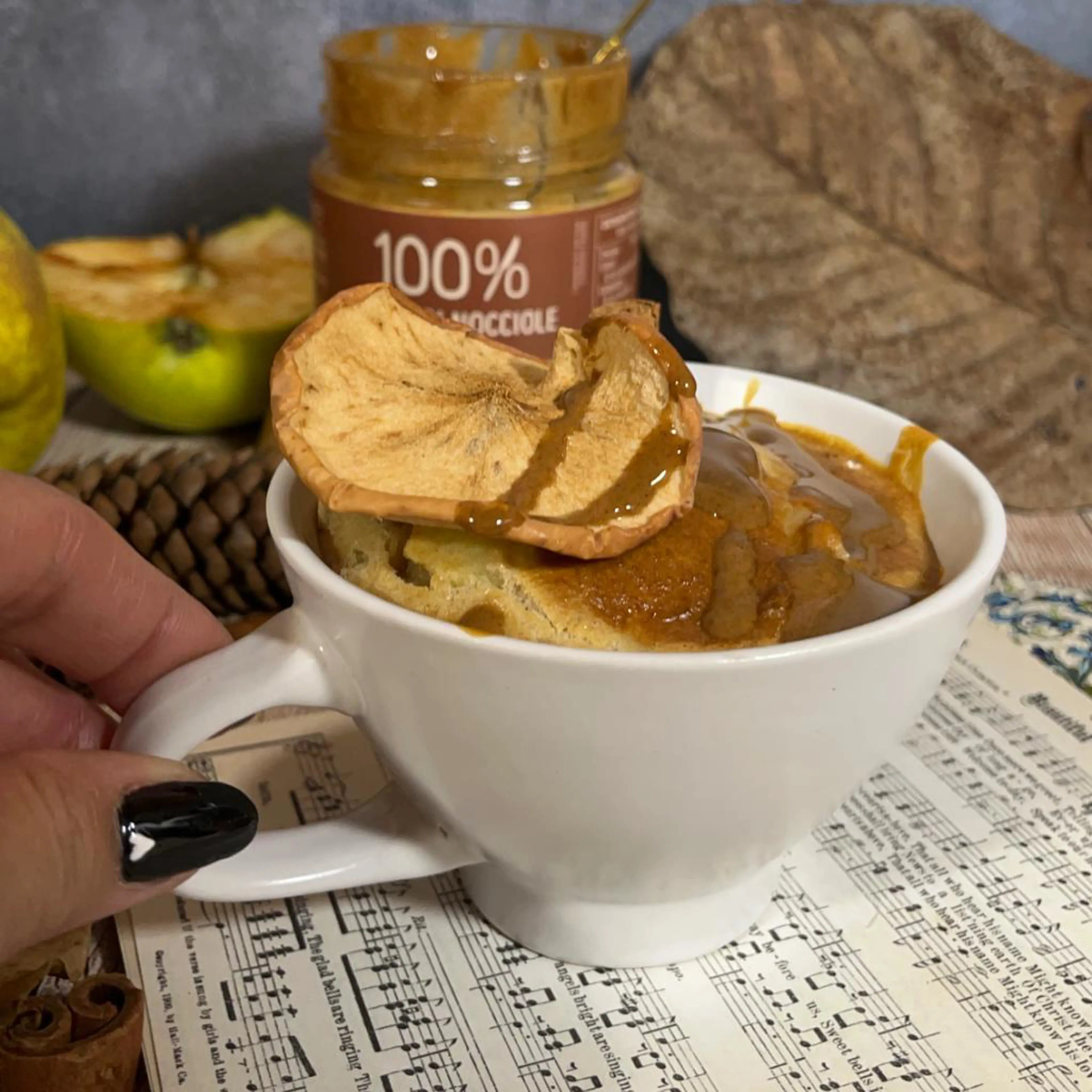 Apple cake in a mug