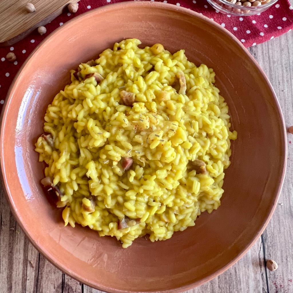 Risotto mit Kichererbsencreme und Safran