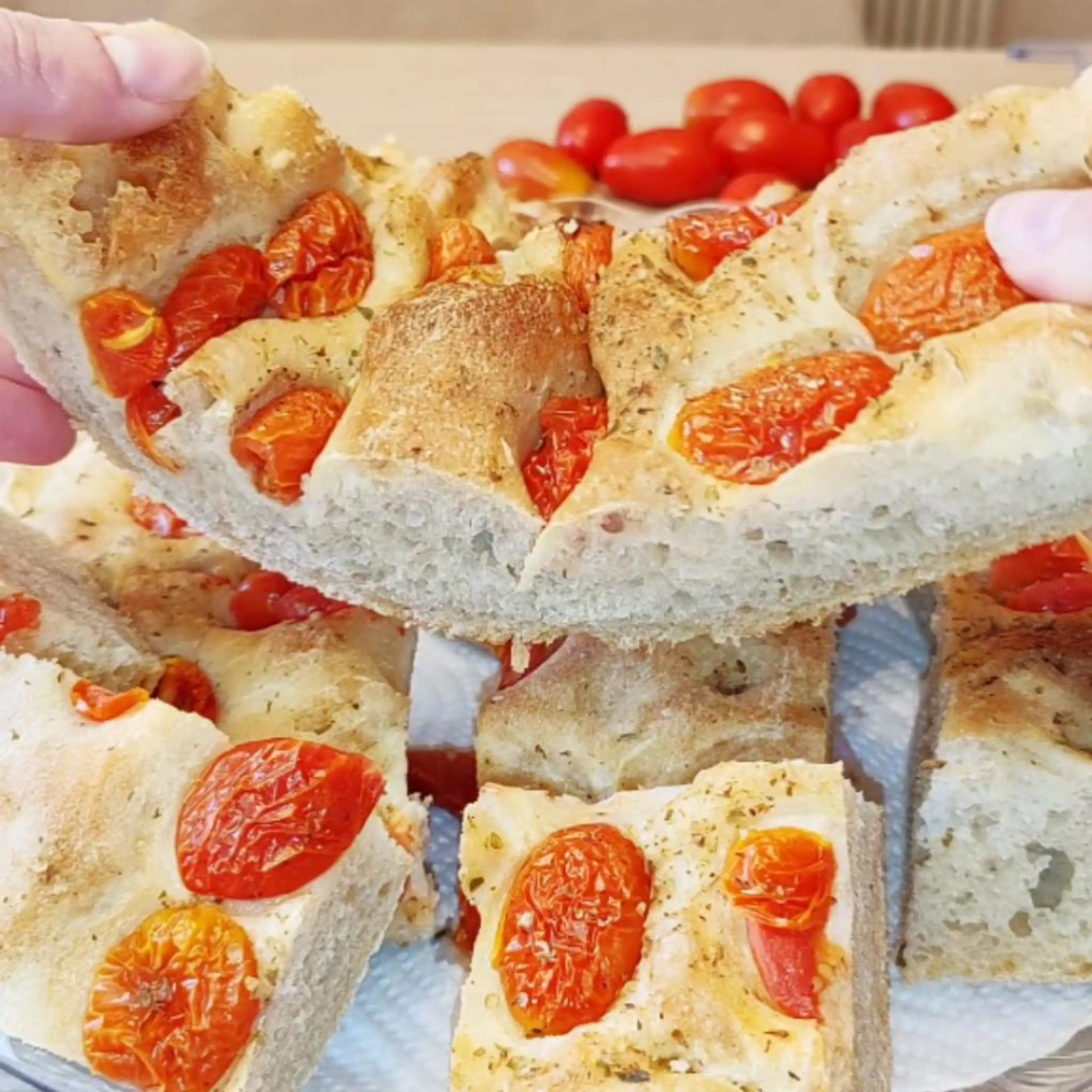 Focaccia aux tomates cerises