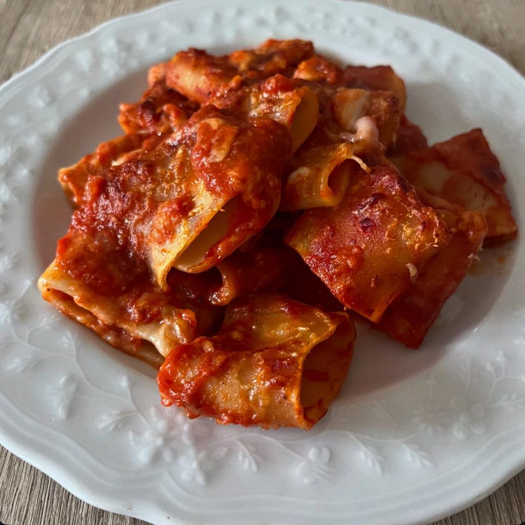 Baked Calamarata with ‘nduja and provola