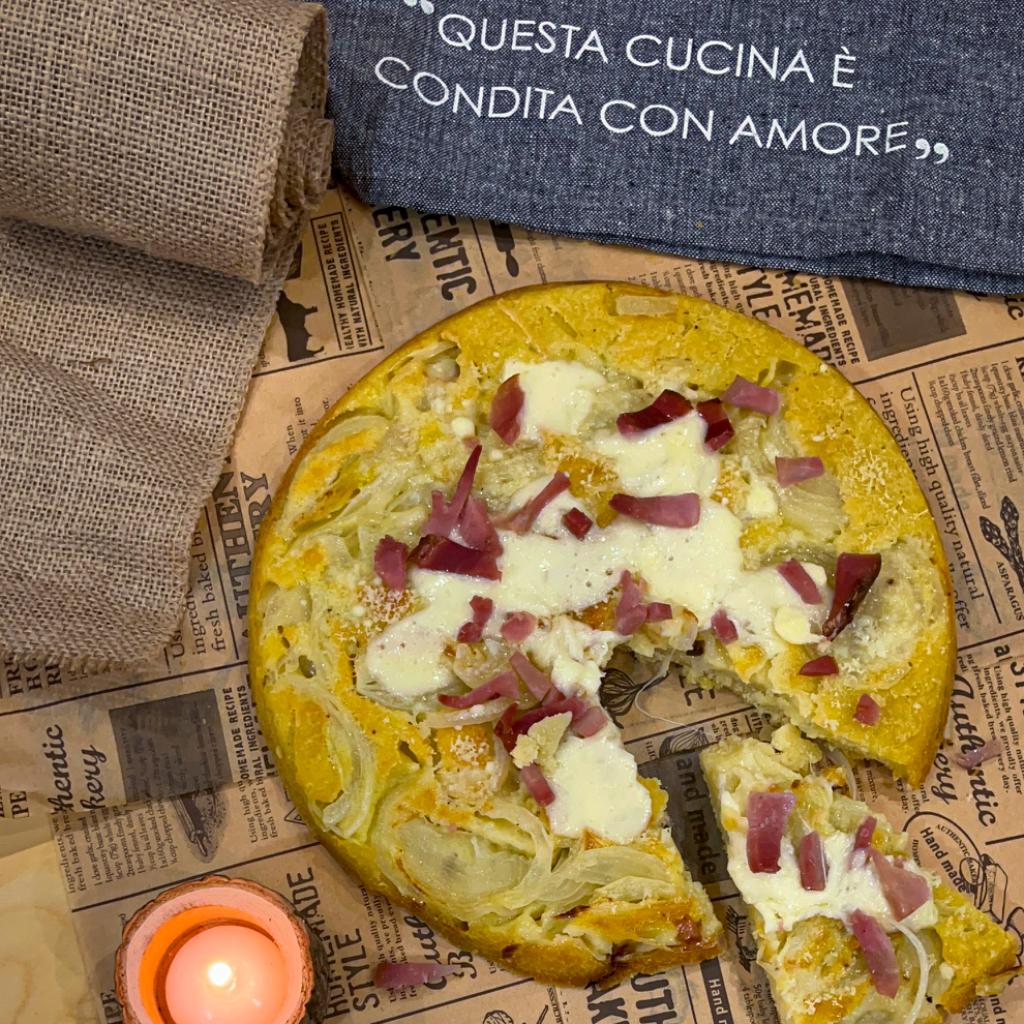 Snabb focaccia med lök