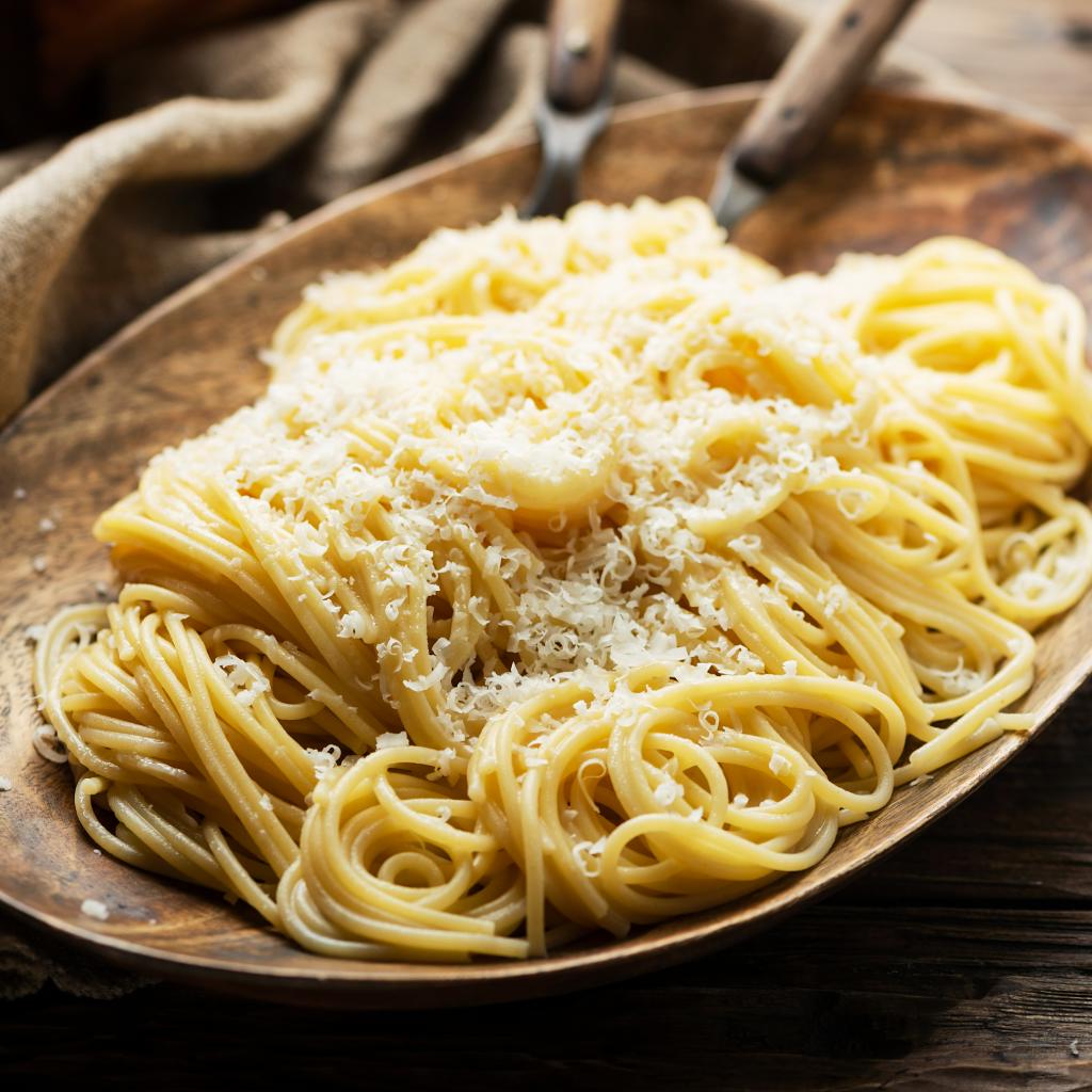 Pasta with olive oil and Parmigiano