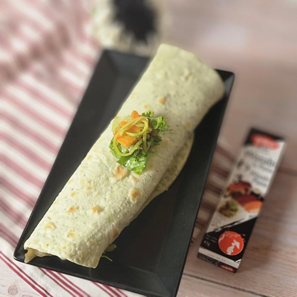 Piadina com azeite extravirgem e wasabi
