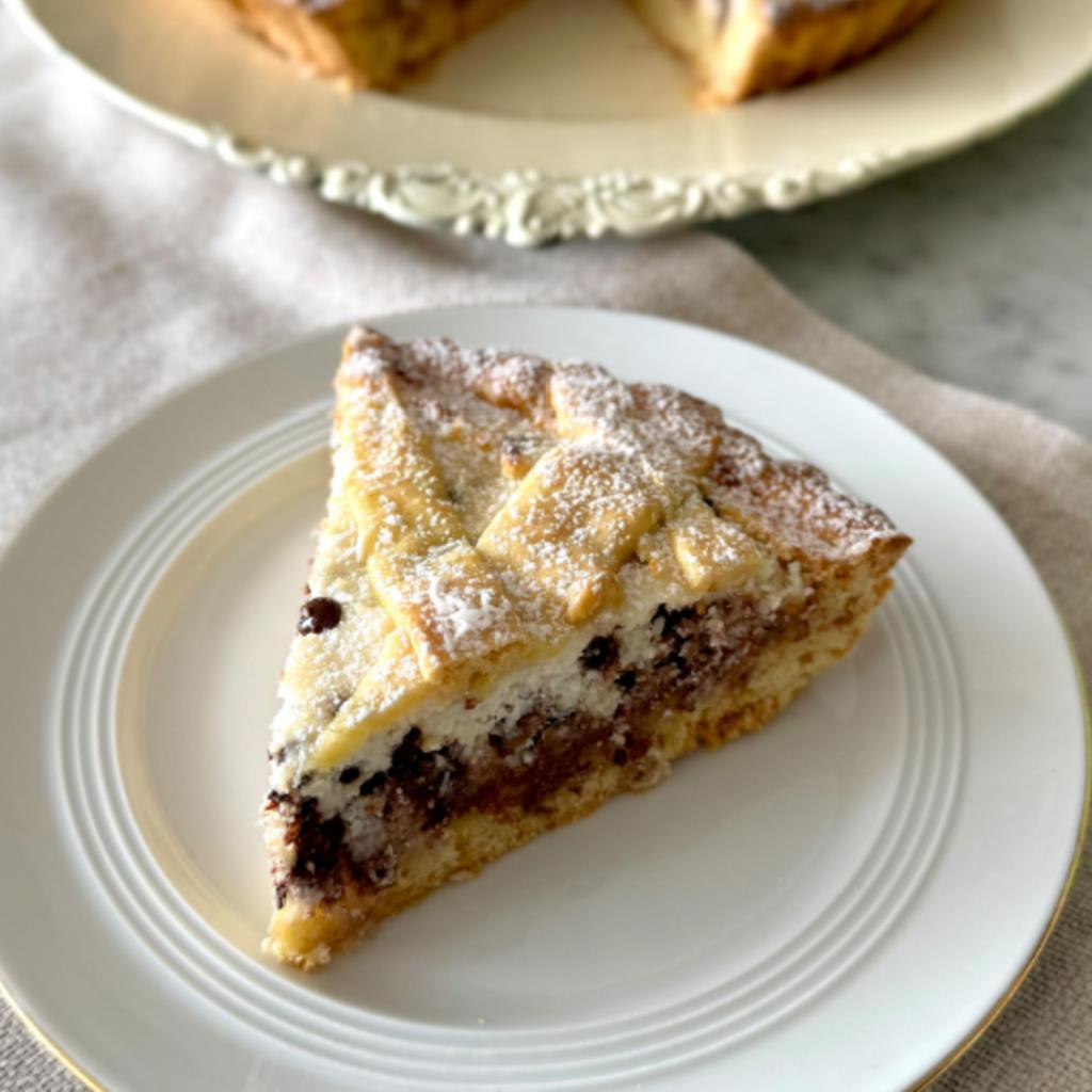 Tarte avec ricotta, noix de coco et chocolat