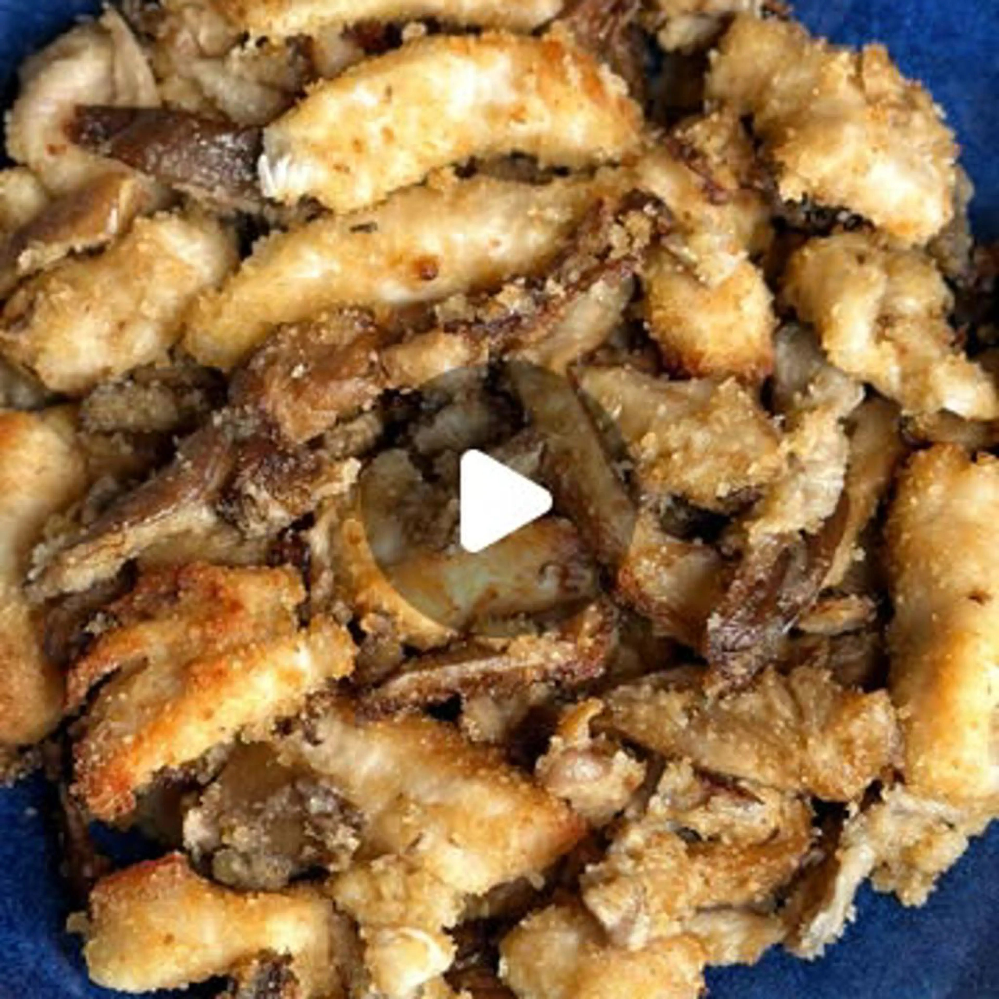 Chicken and mushroom gratin strips