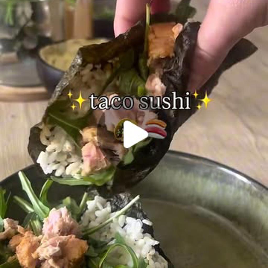 Taco sushi crocante na fritadeira a ar