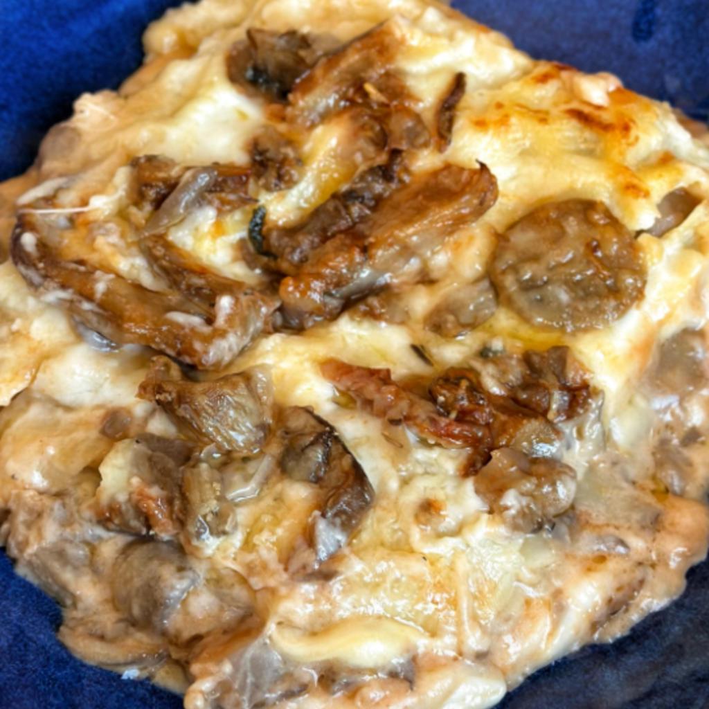 Lasagna ai 4 formaggi e funghi misti