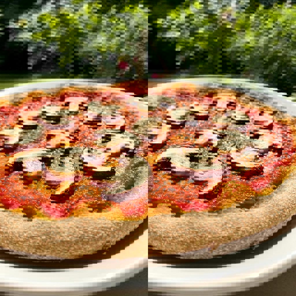 Pizza integrale con funghi shiitake essiccati