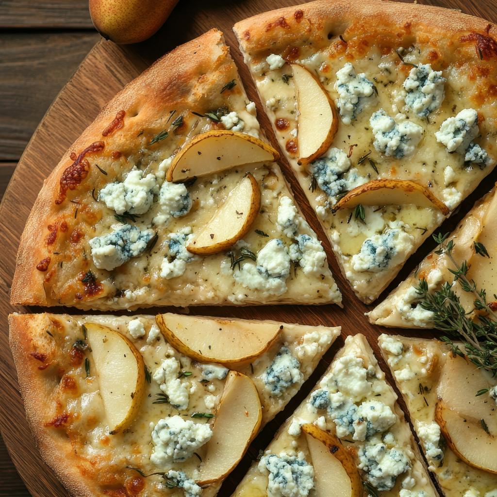 Focaccia gourmet con pere ed erborinato vaccino