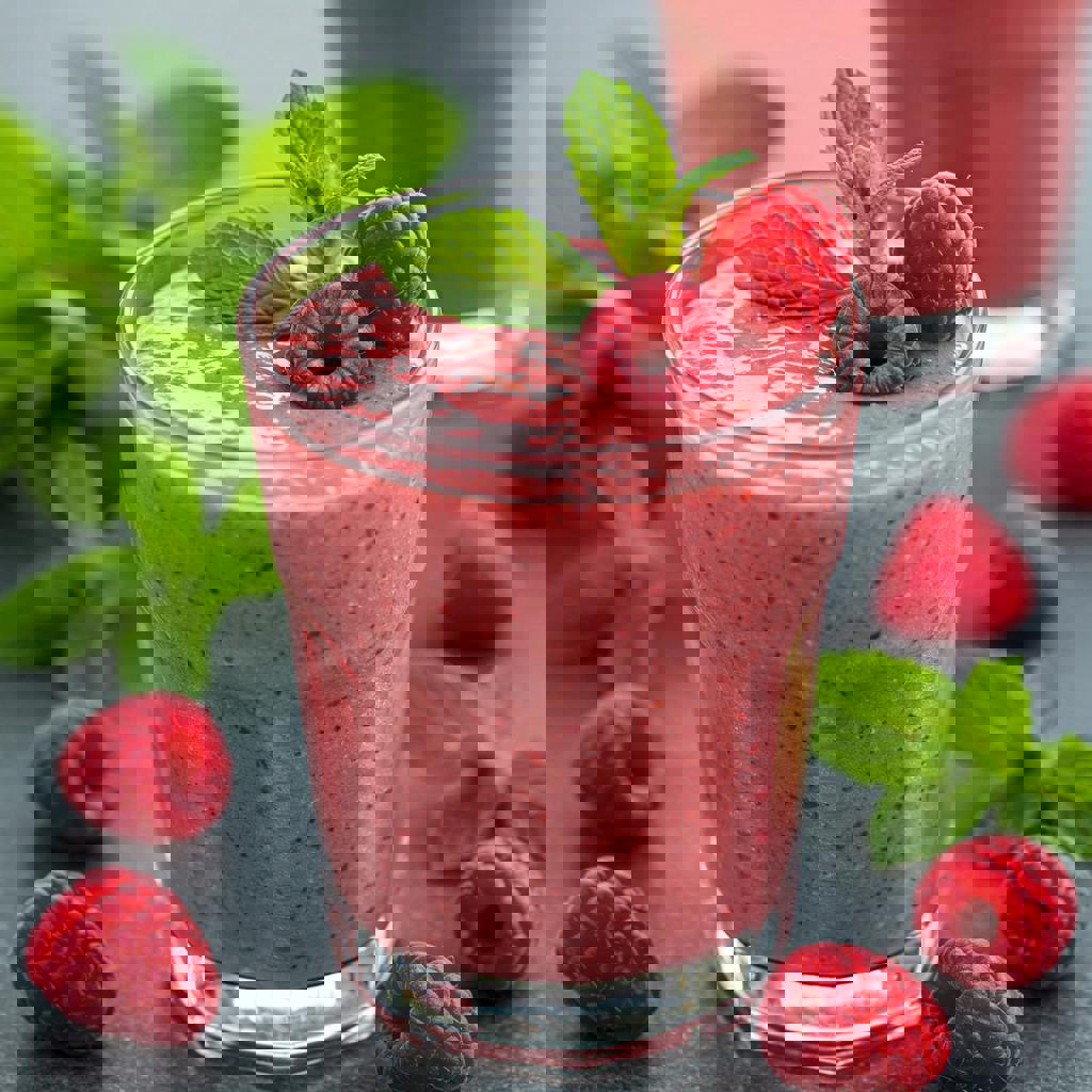 Smoothie estivo rinfrescante alla farina di chufa e polvere di lampone