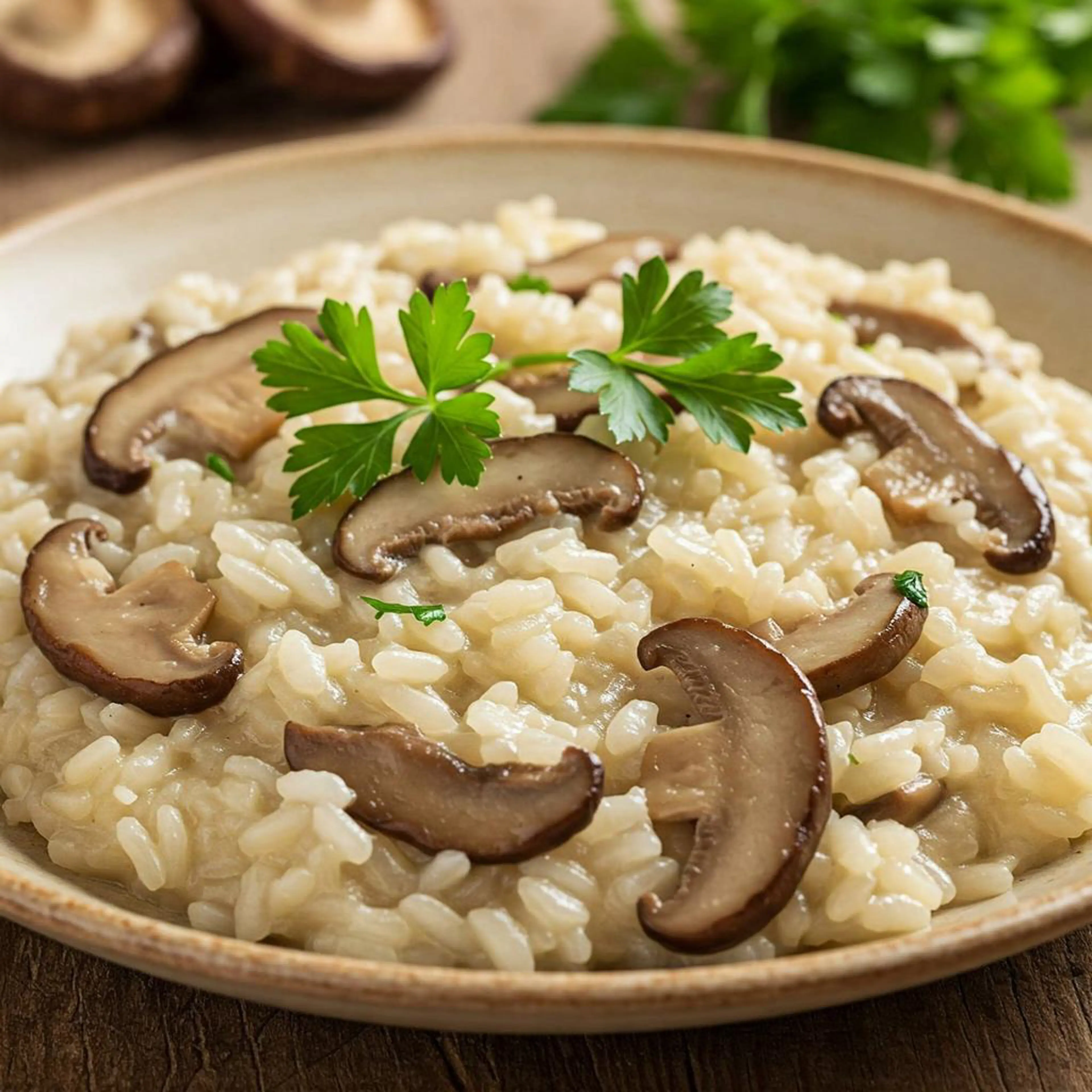 Shiitake mantarlı basit risotto