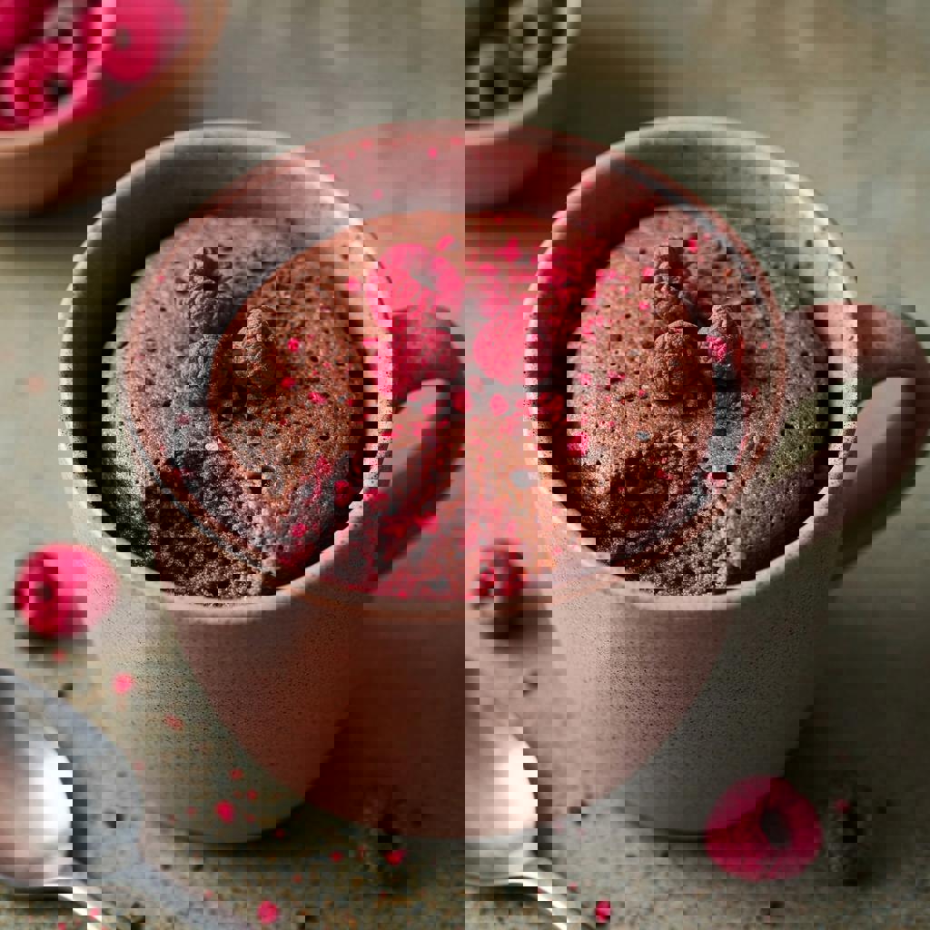 Mug cake veloce alla chufa e lampone