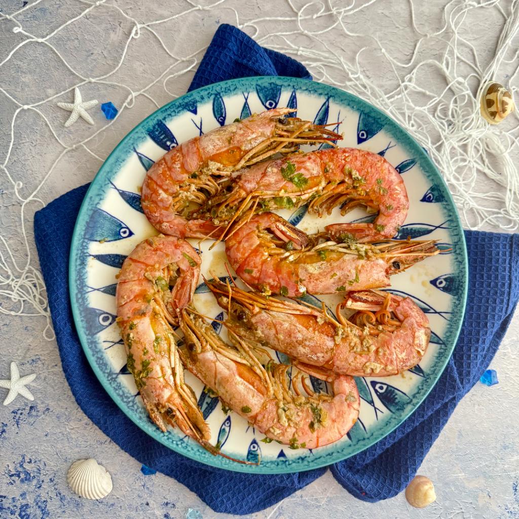 Gamberoni con vernaccia in friggitrice ad aria