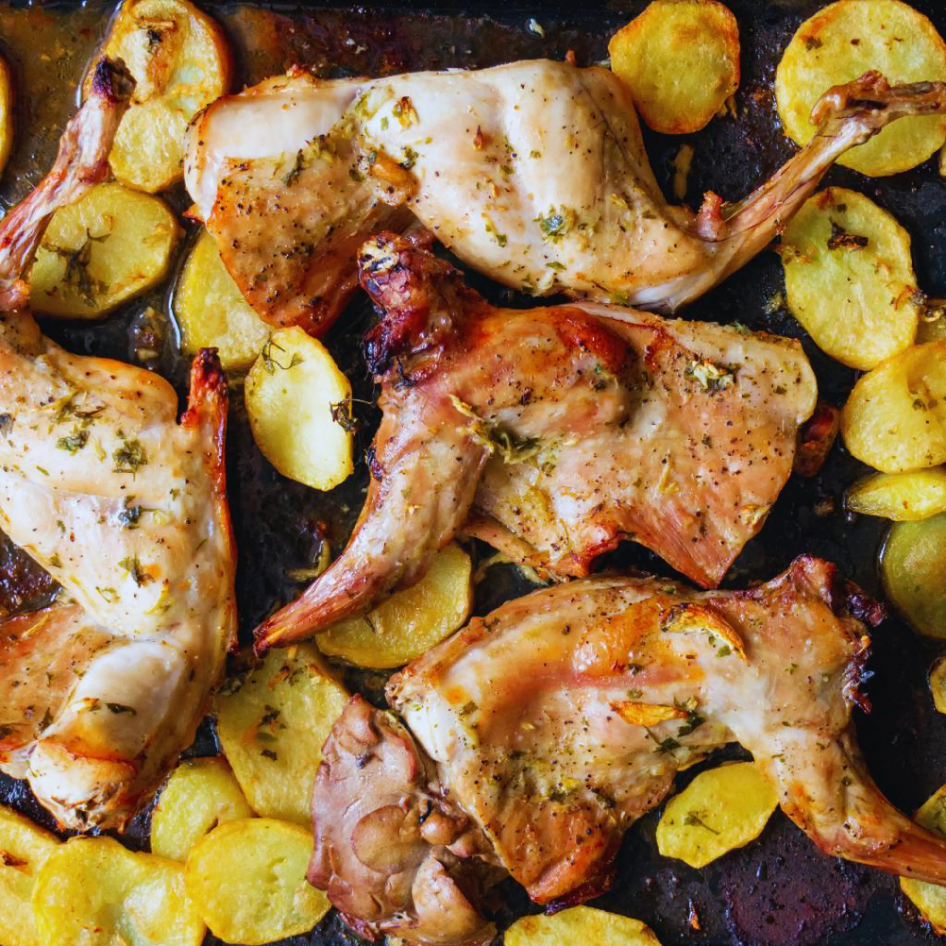 Oven-baked rabbit