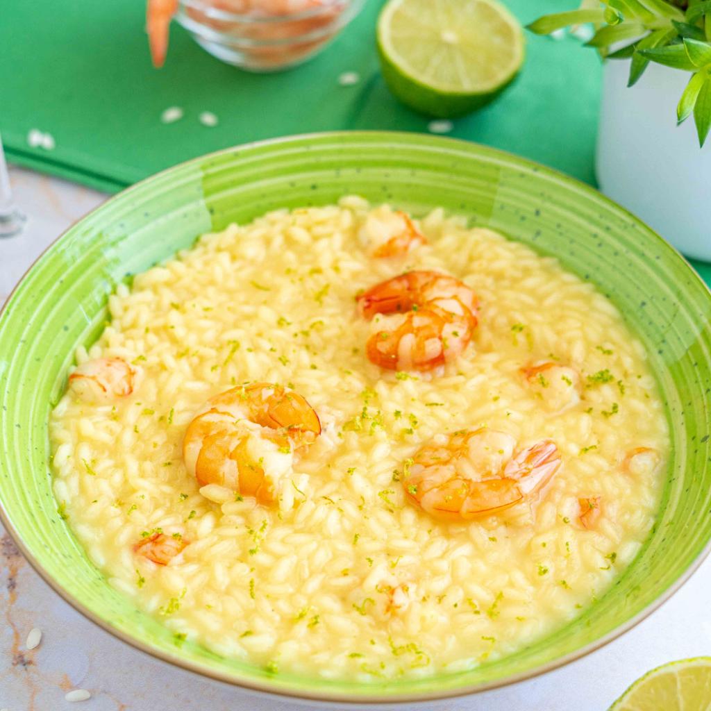 Risotto with shrimp, lime, and prosecco