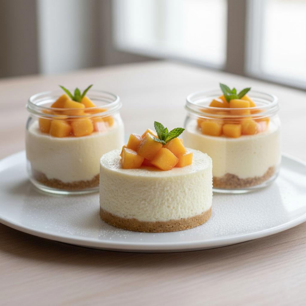 Cheesecake monoporzione con ricotta e pesca