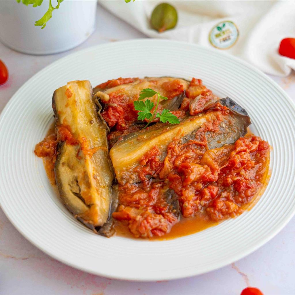Eggplants in Sauce in a Pan
