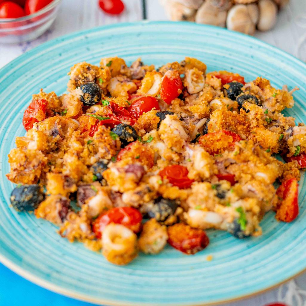 Anelli di calamari gratinati