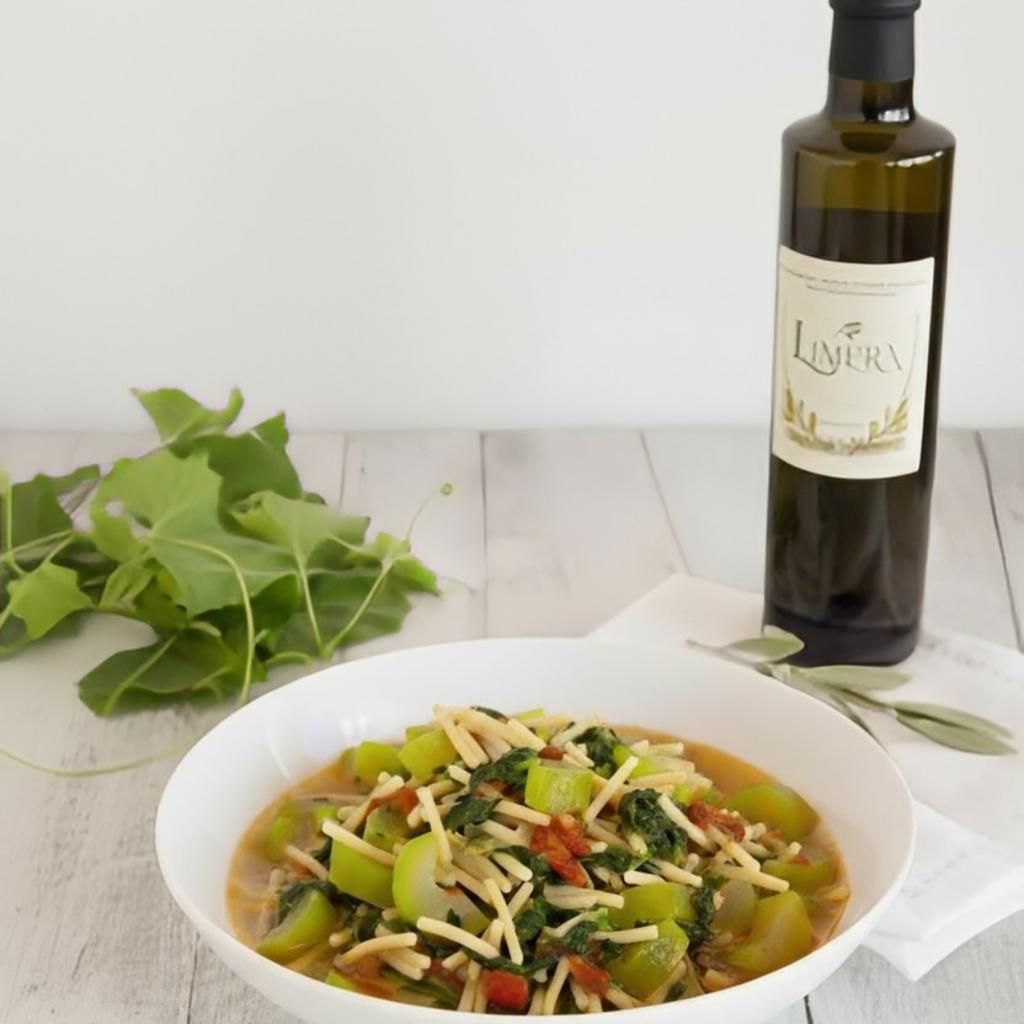 Pasta avec des tenerumi siciliens et de l'huile d'olive EVO