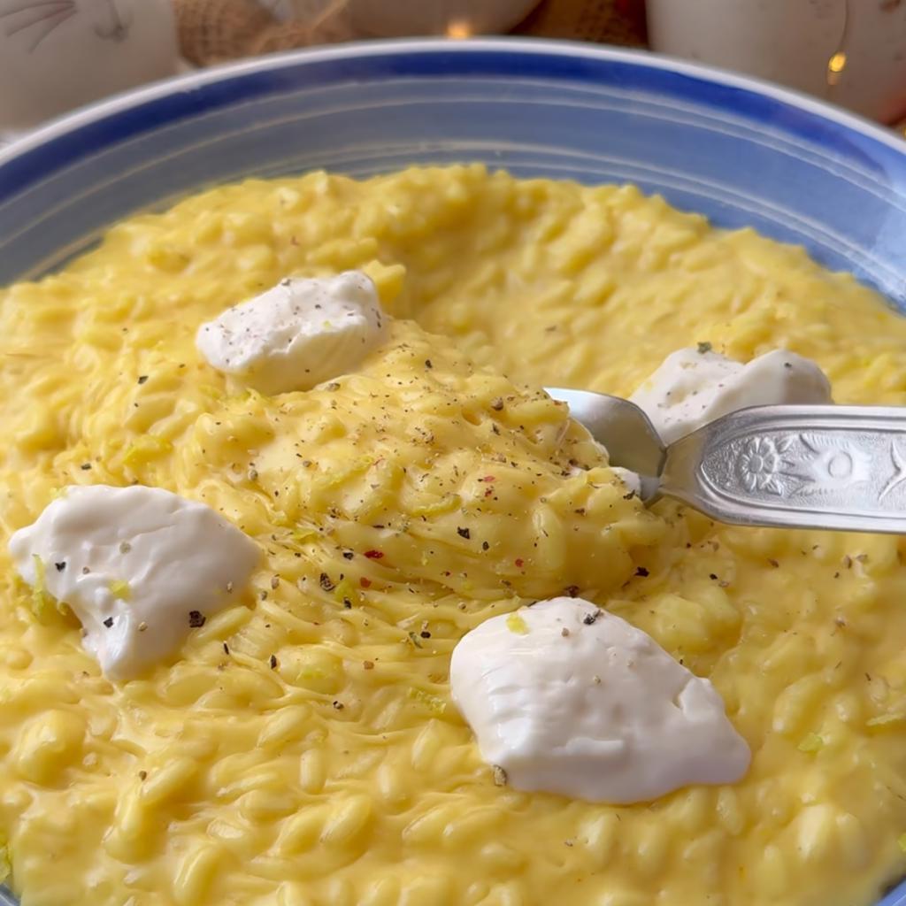 Cremy lemon risotto (without oil and without butter)