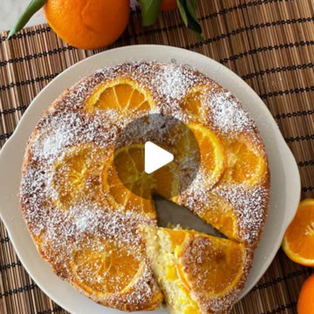 オレンジの逆さケーキ