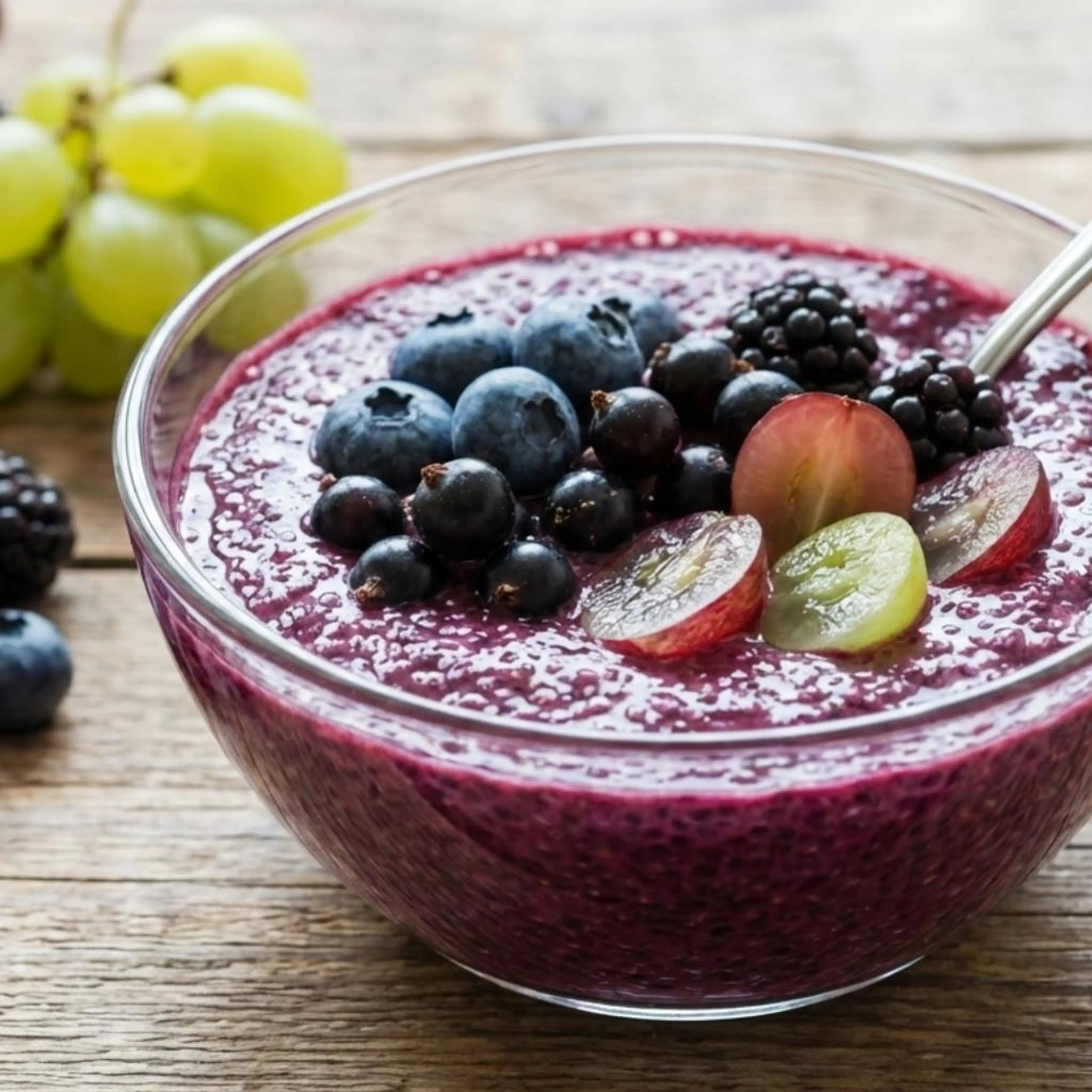 Chia pudding with aronia and blueberry (vegan)