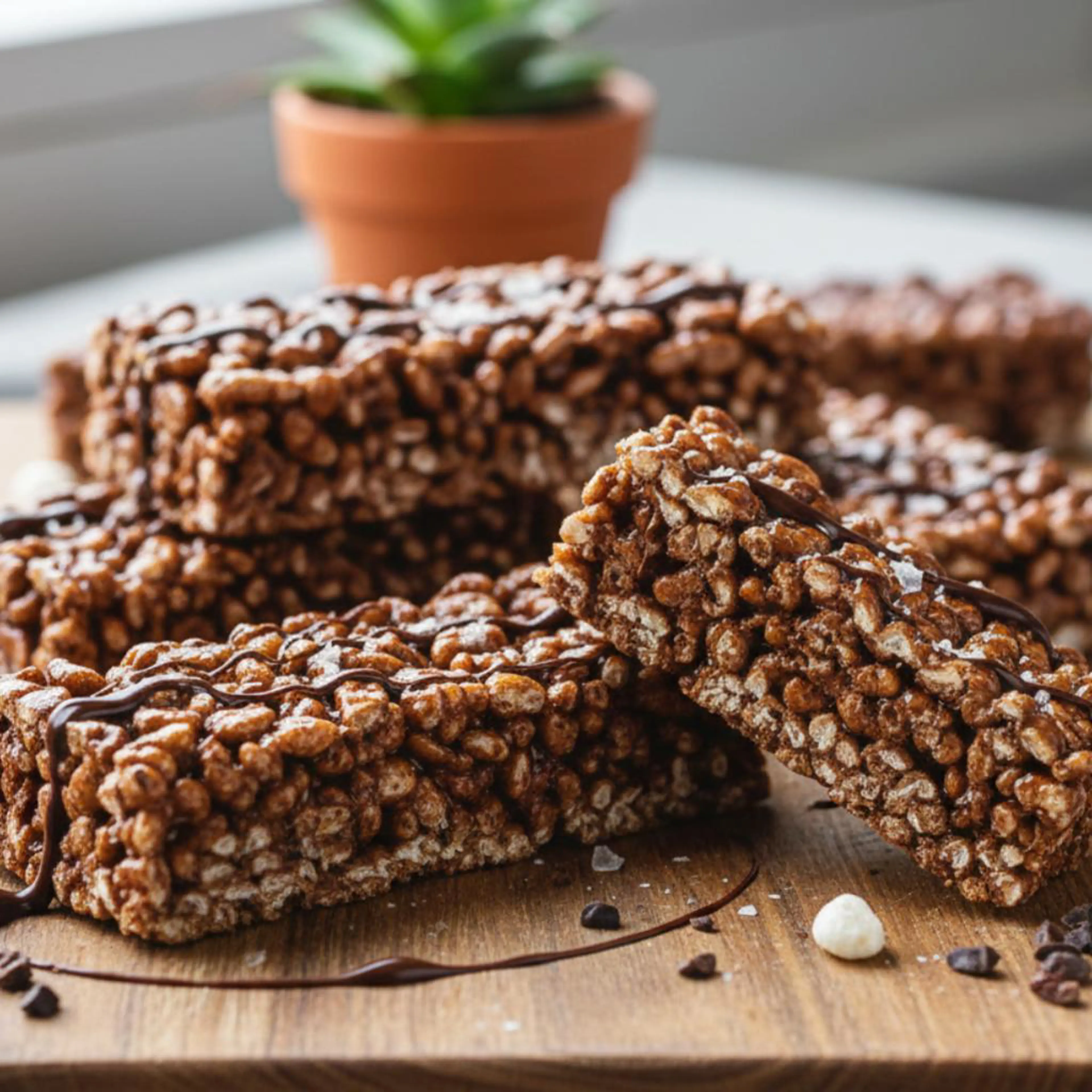 Puffed rice bars with cacao & agave (vegan, gluten-free)