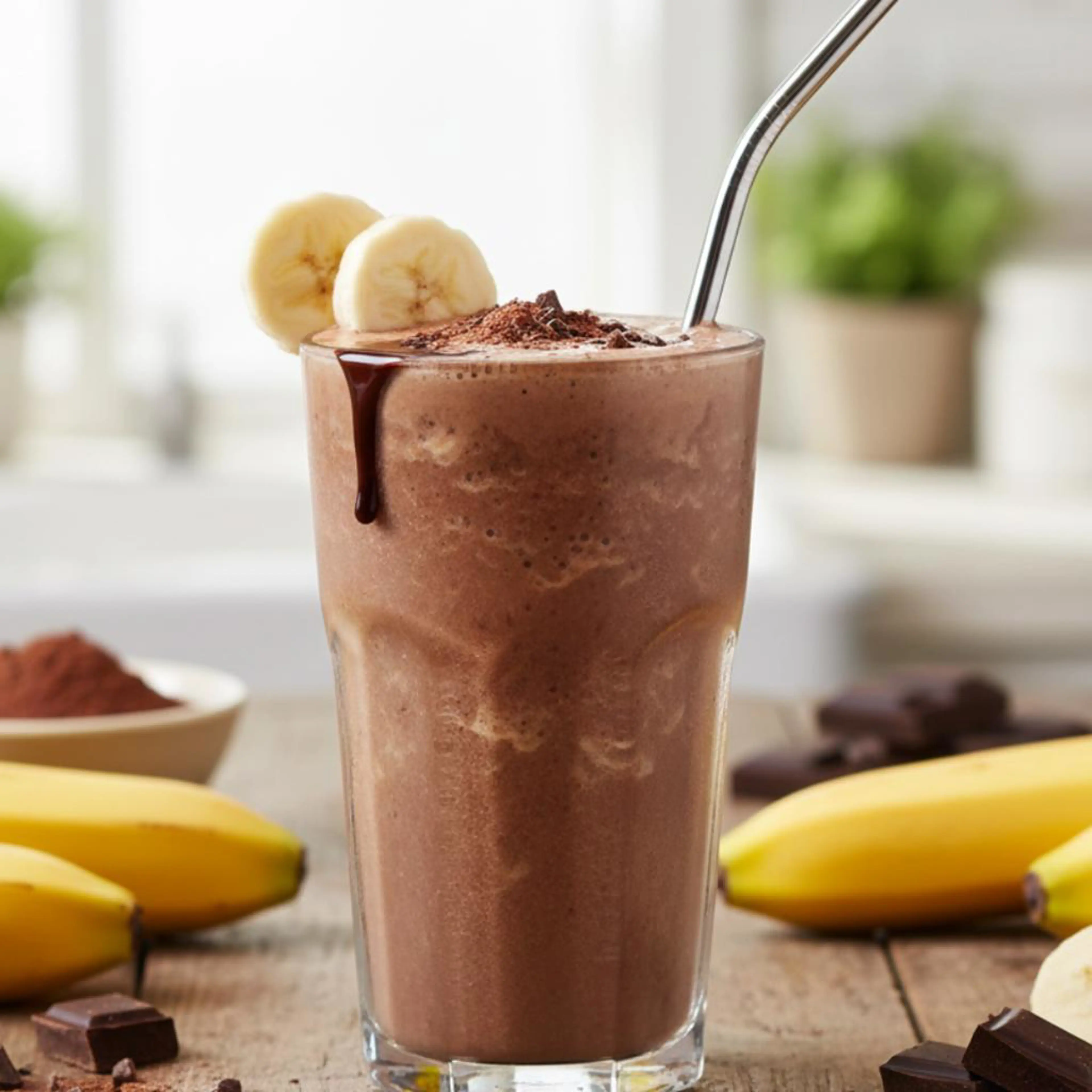 Chocolate and banana protein smoothie