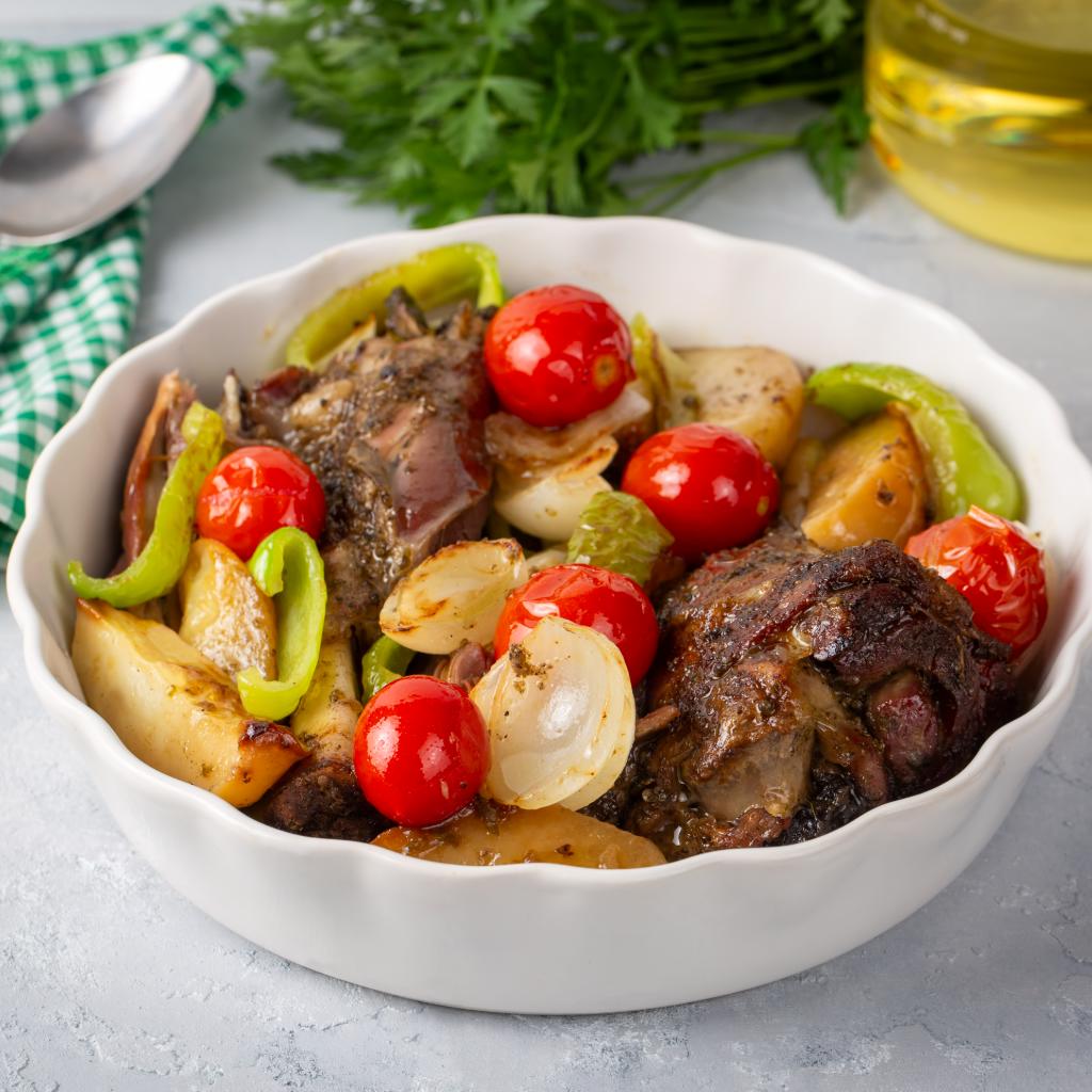 Agnello al forno con verdure