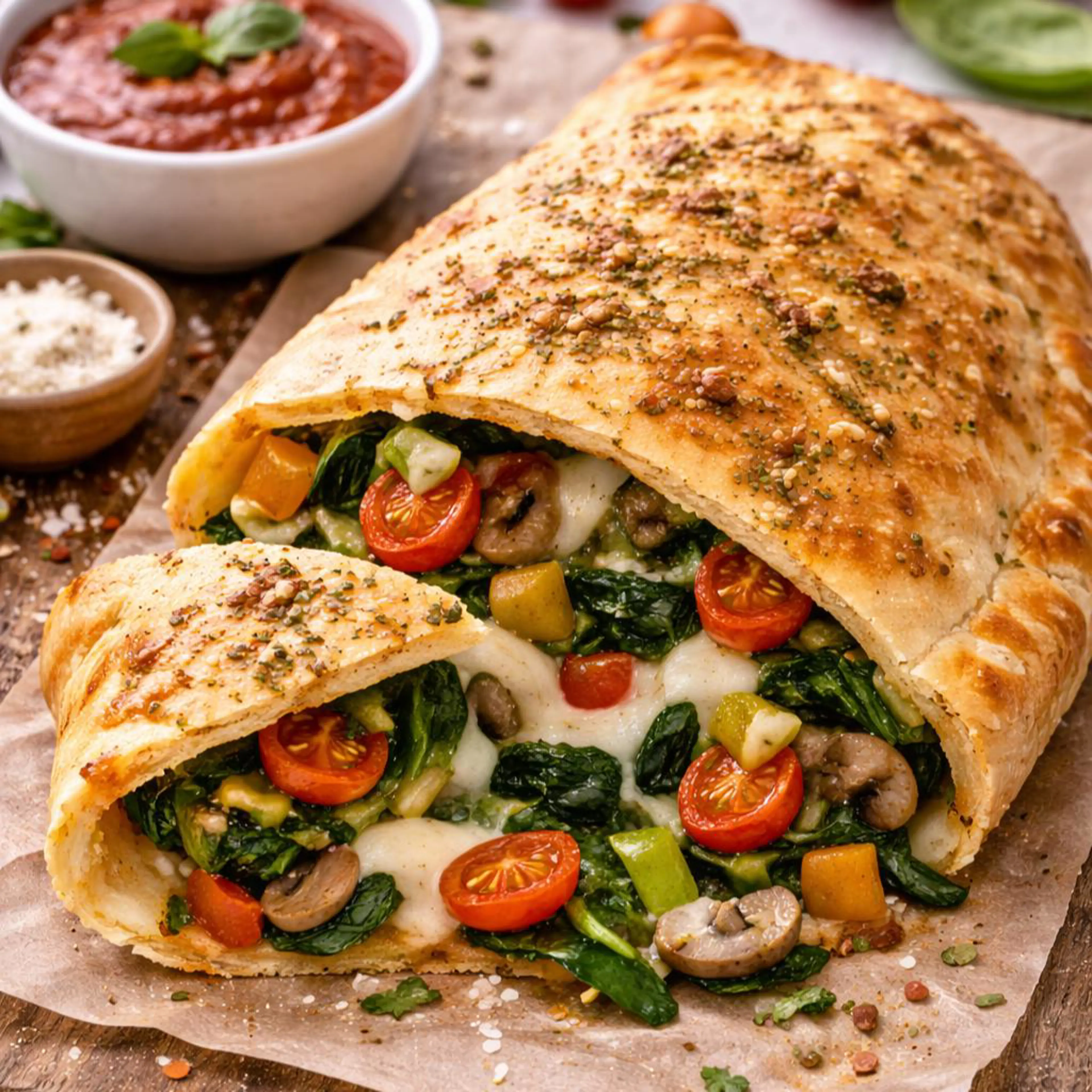 Calzone recheado de legumes
