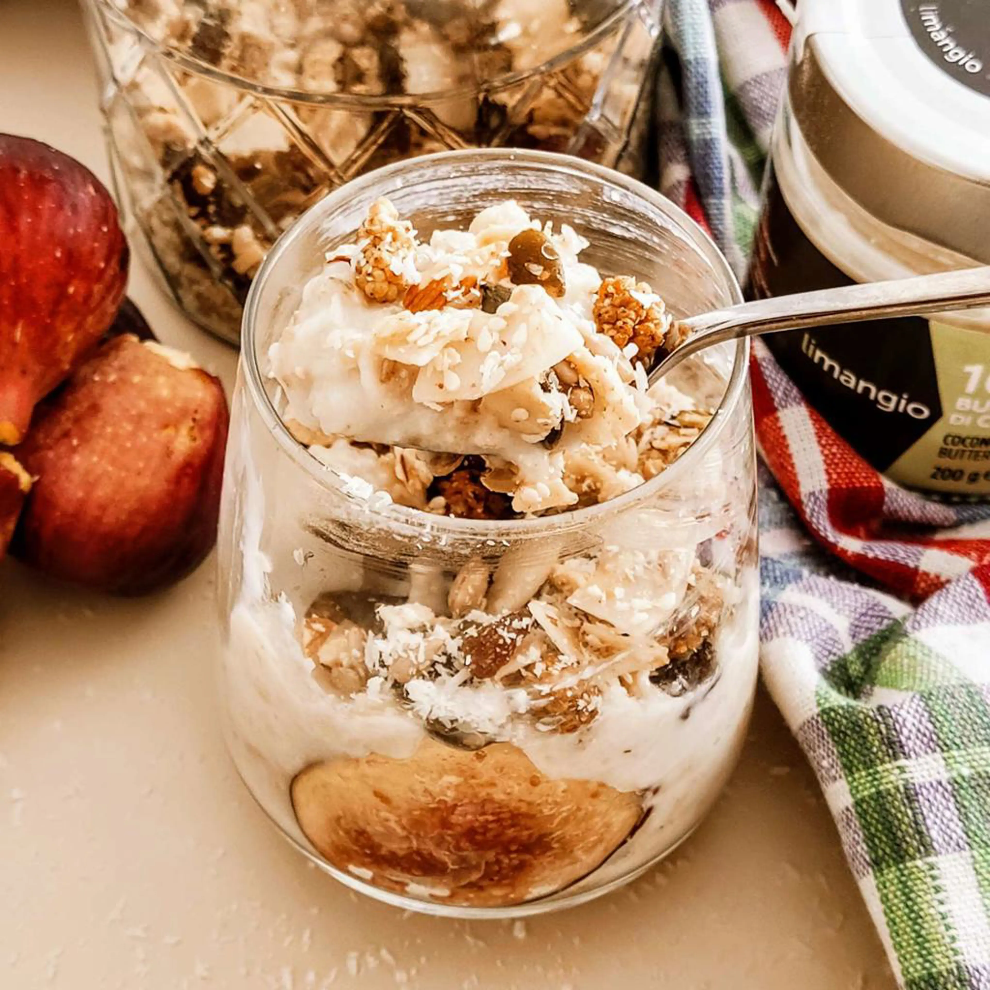 Water Porridge with Figs, Coconut Butter and Granola