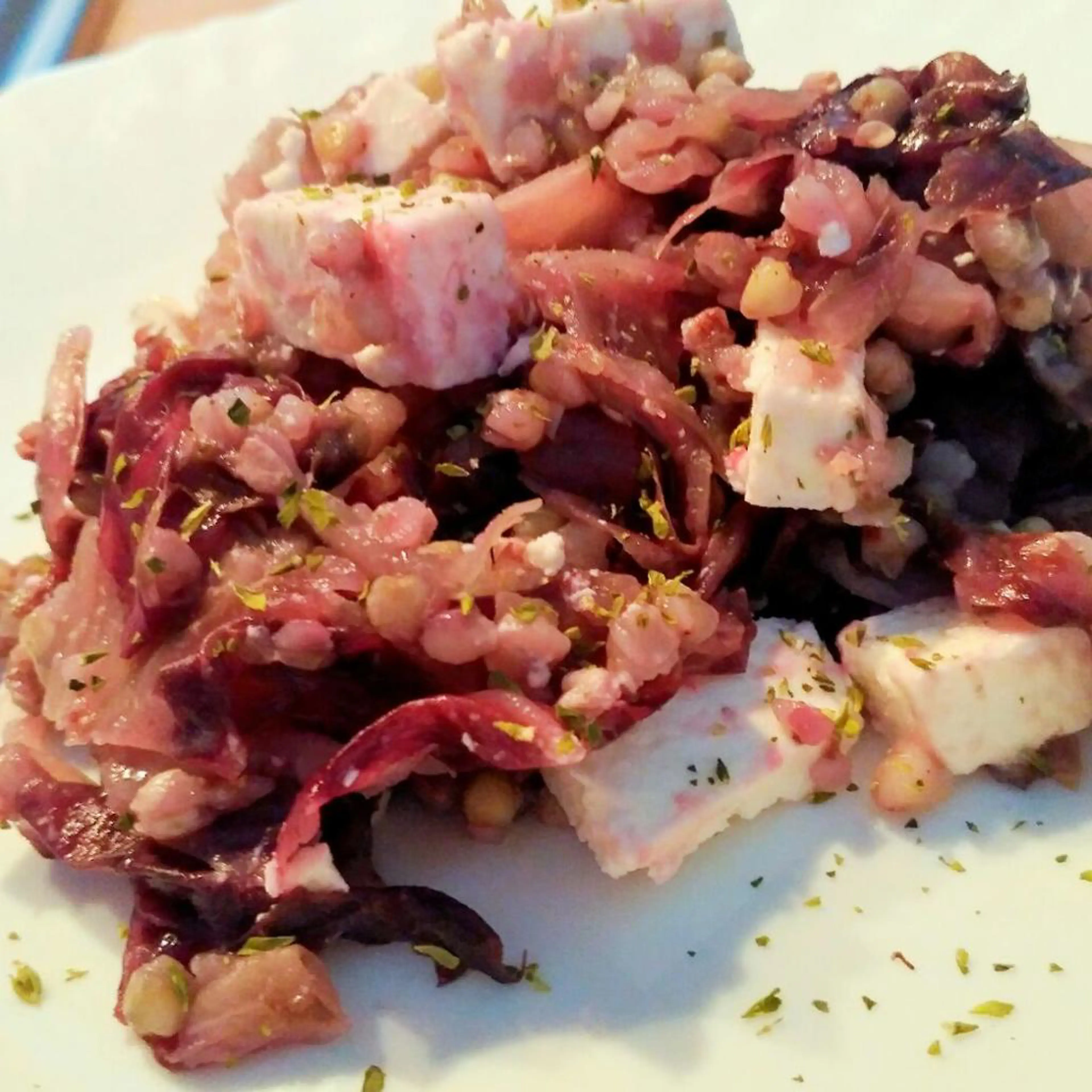 Buckwheat with feta and red radicchio