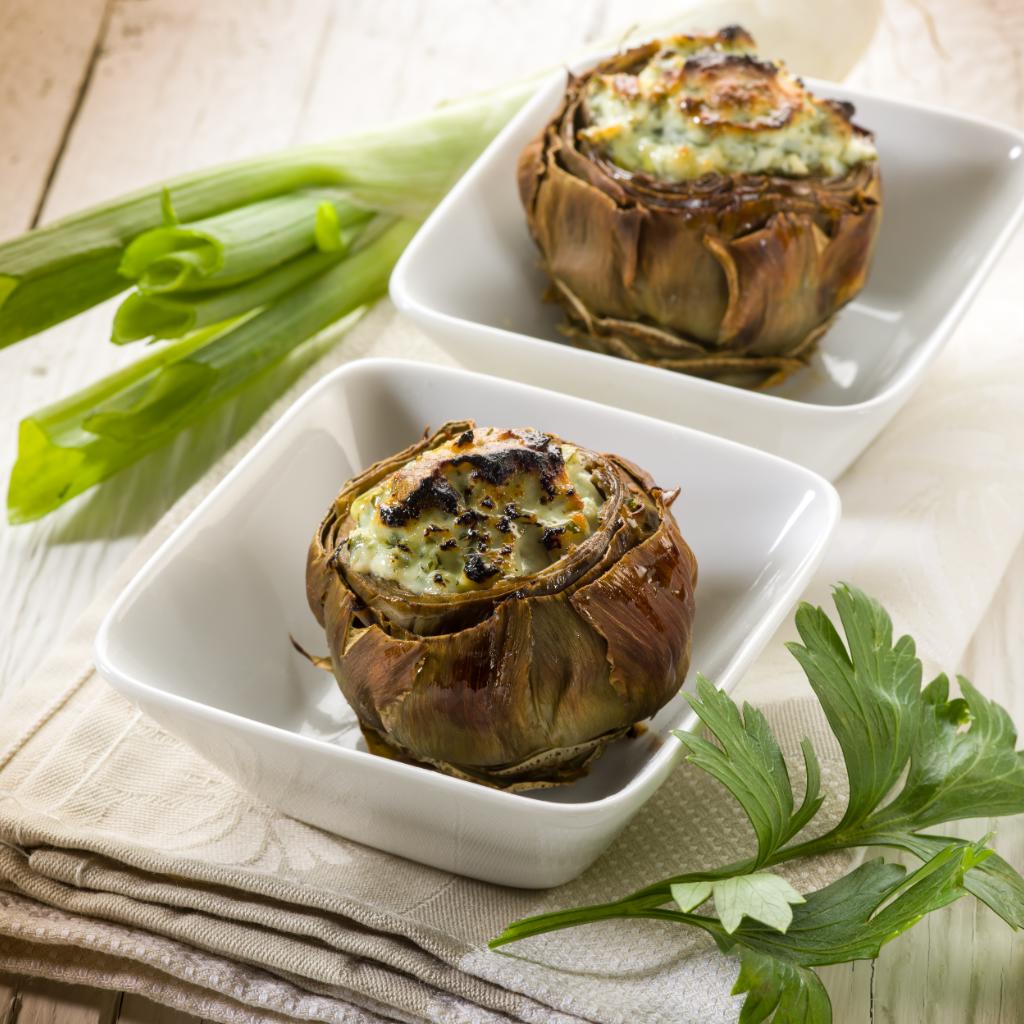Stuffed Artichokes in Pan