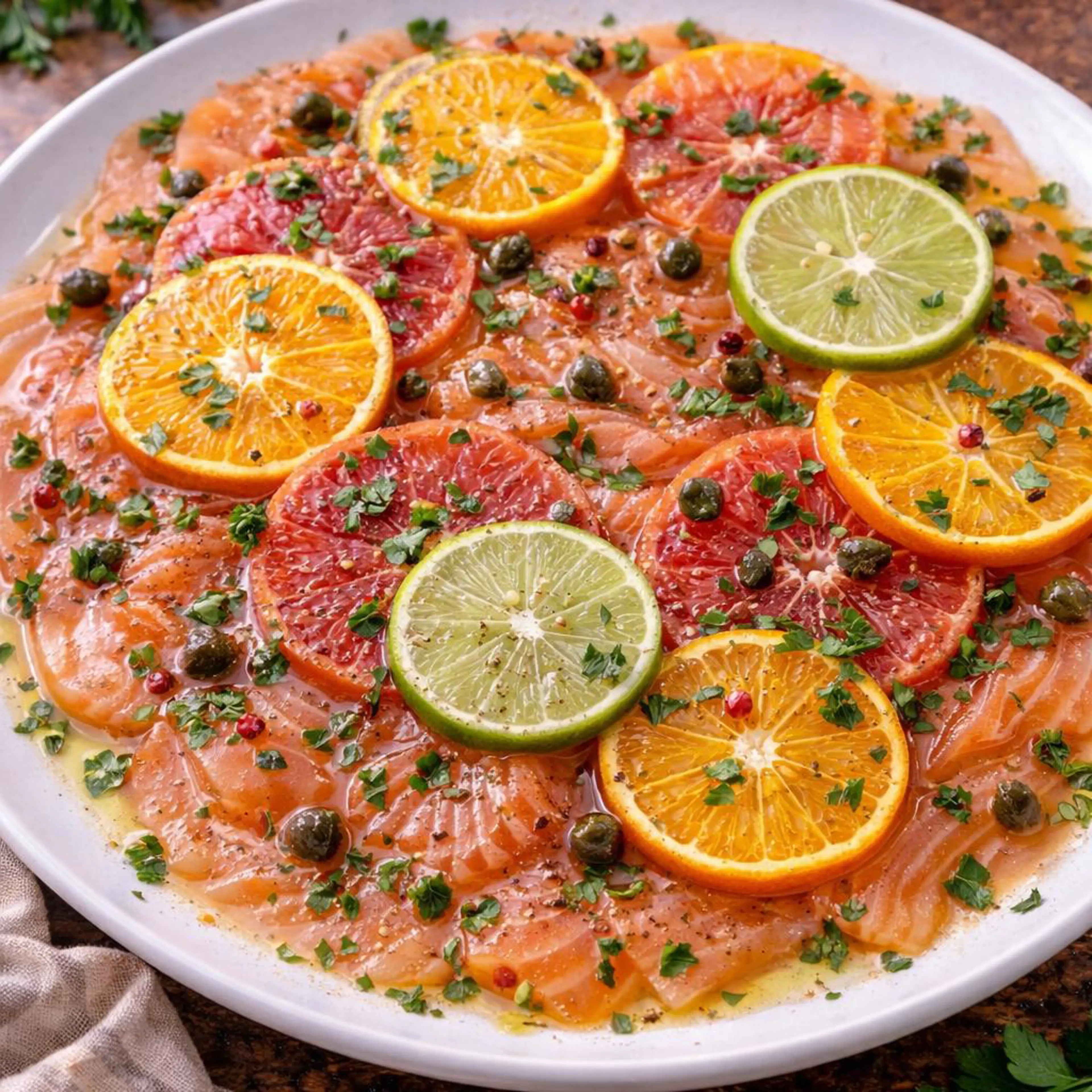 Laxcarpaccio med citrusfrukter