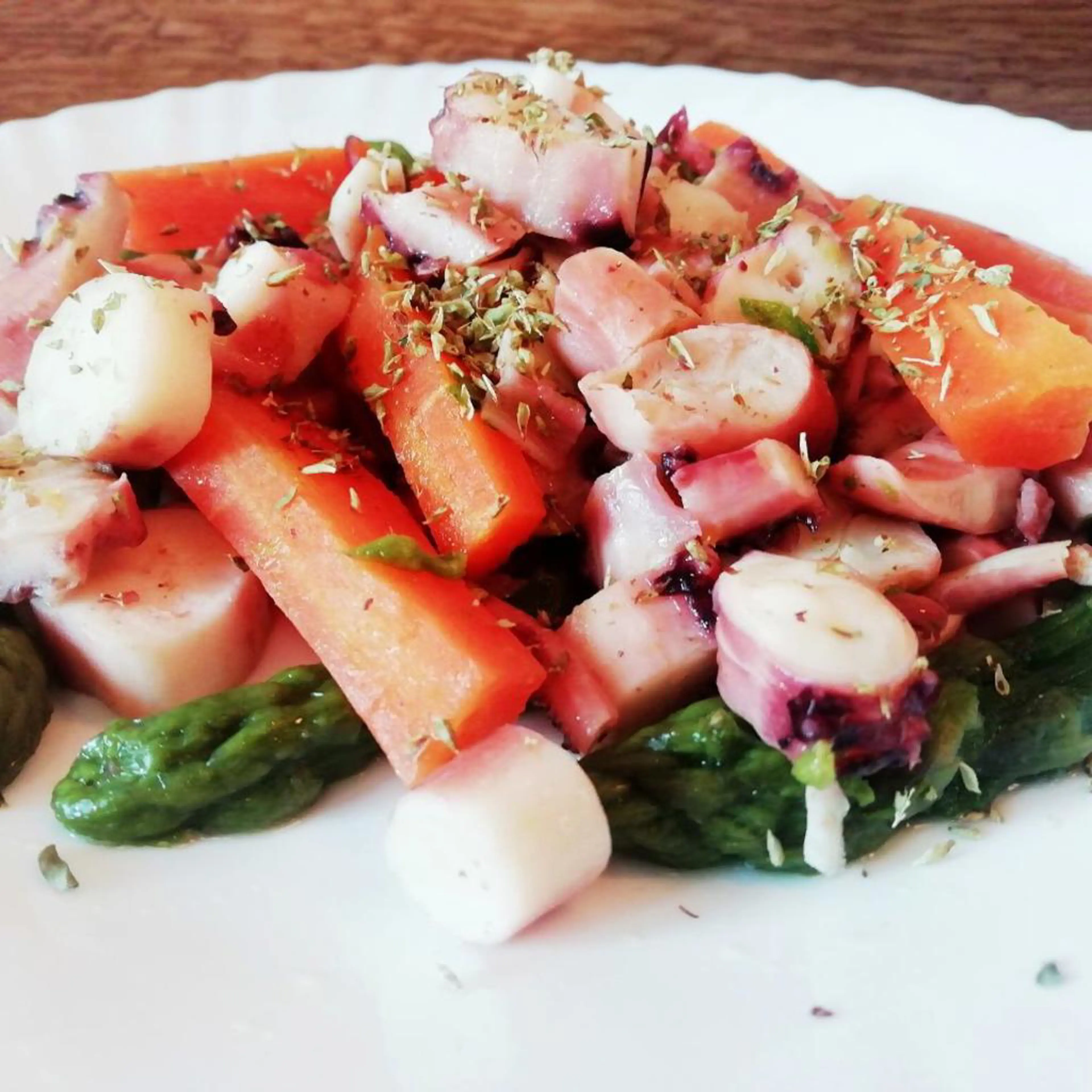 Squid, Asparagus, and Carrot Salad