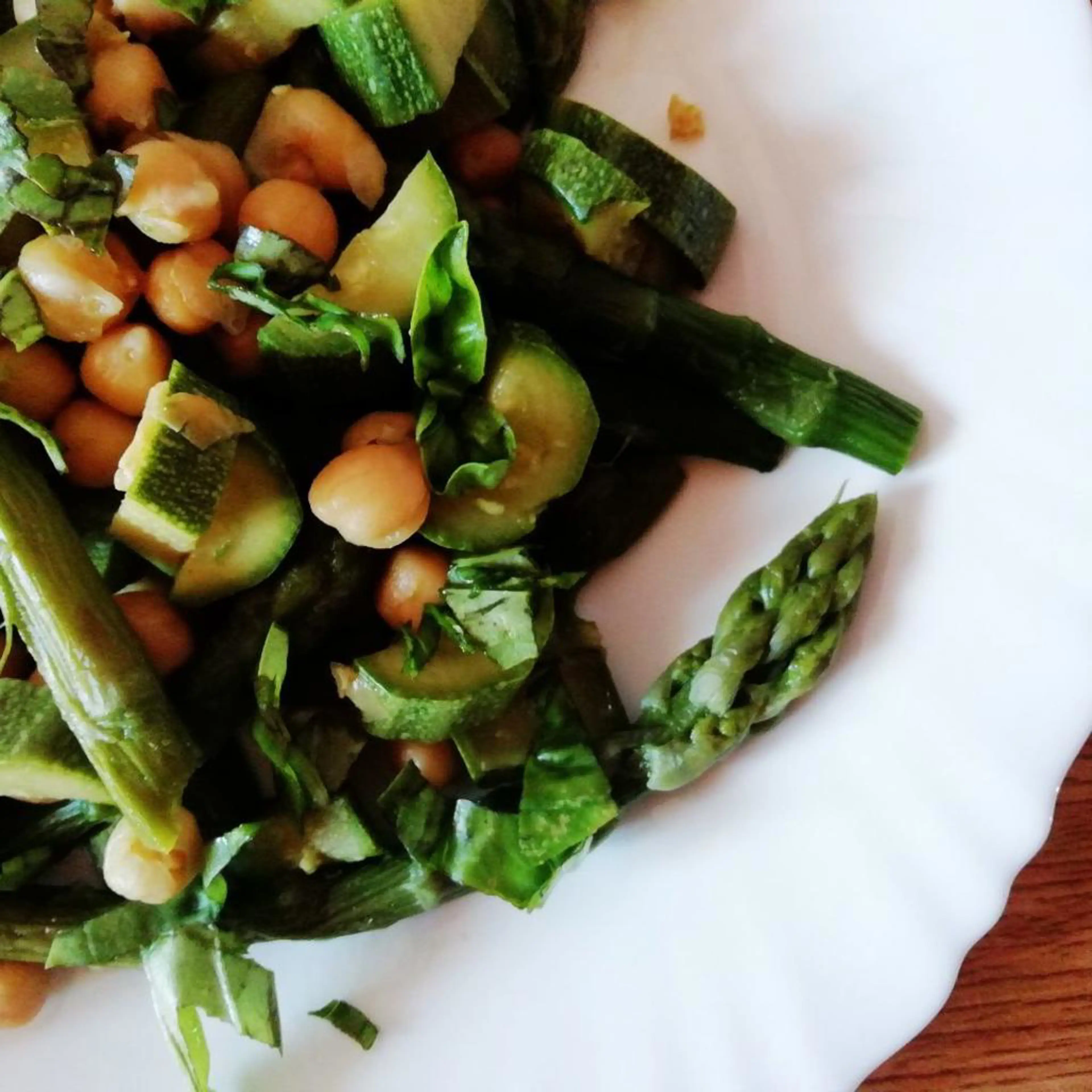 Asparagus, Zucchini, and Chickpea Salad with Fresh Basil