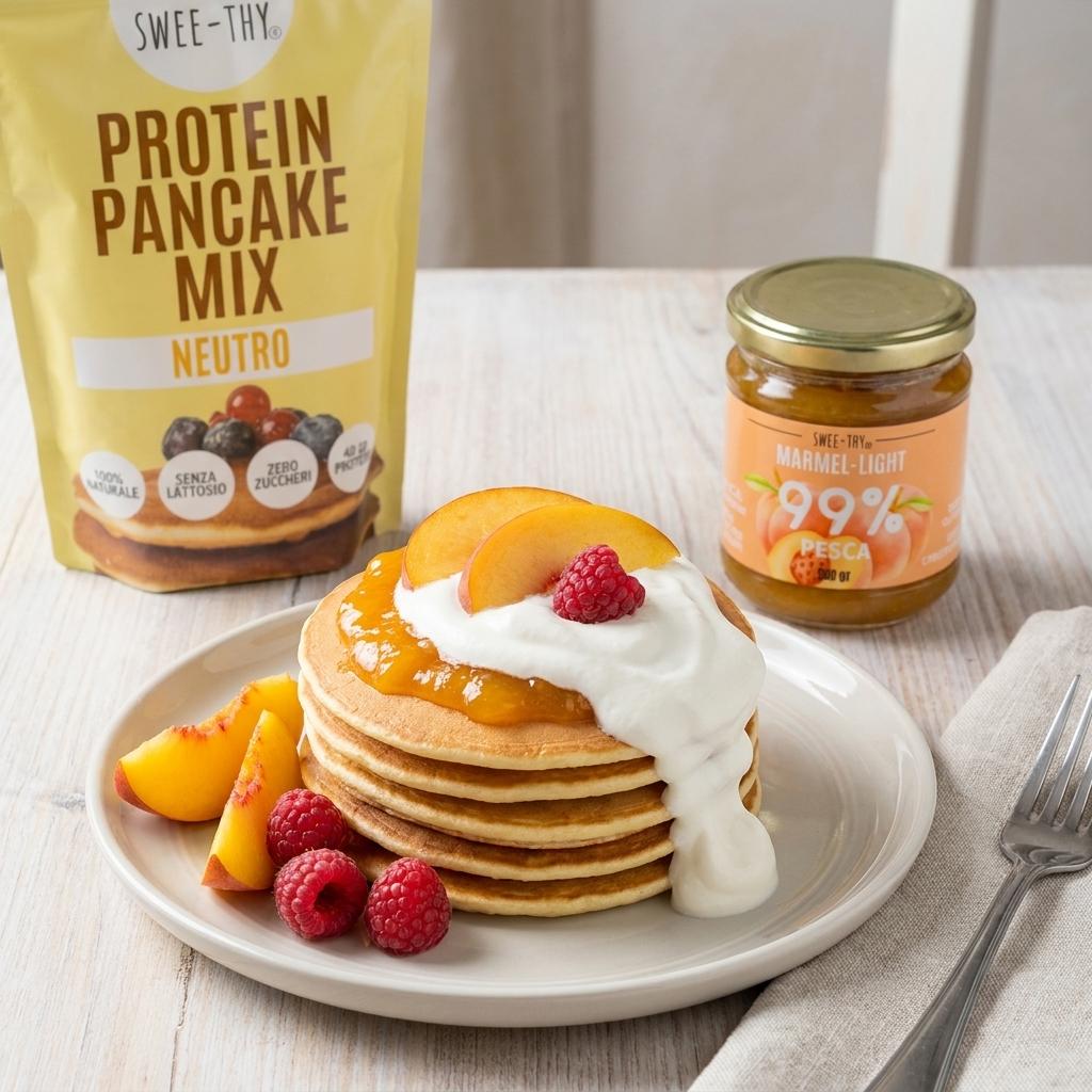 Pancake proteici “pesca & cream” (senza lattosio)