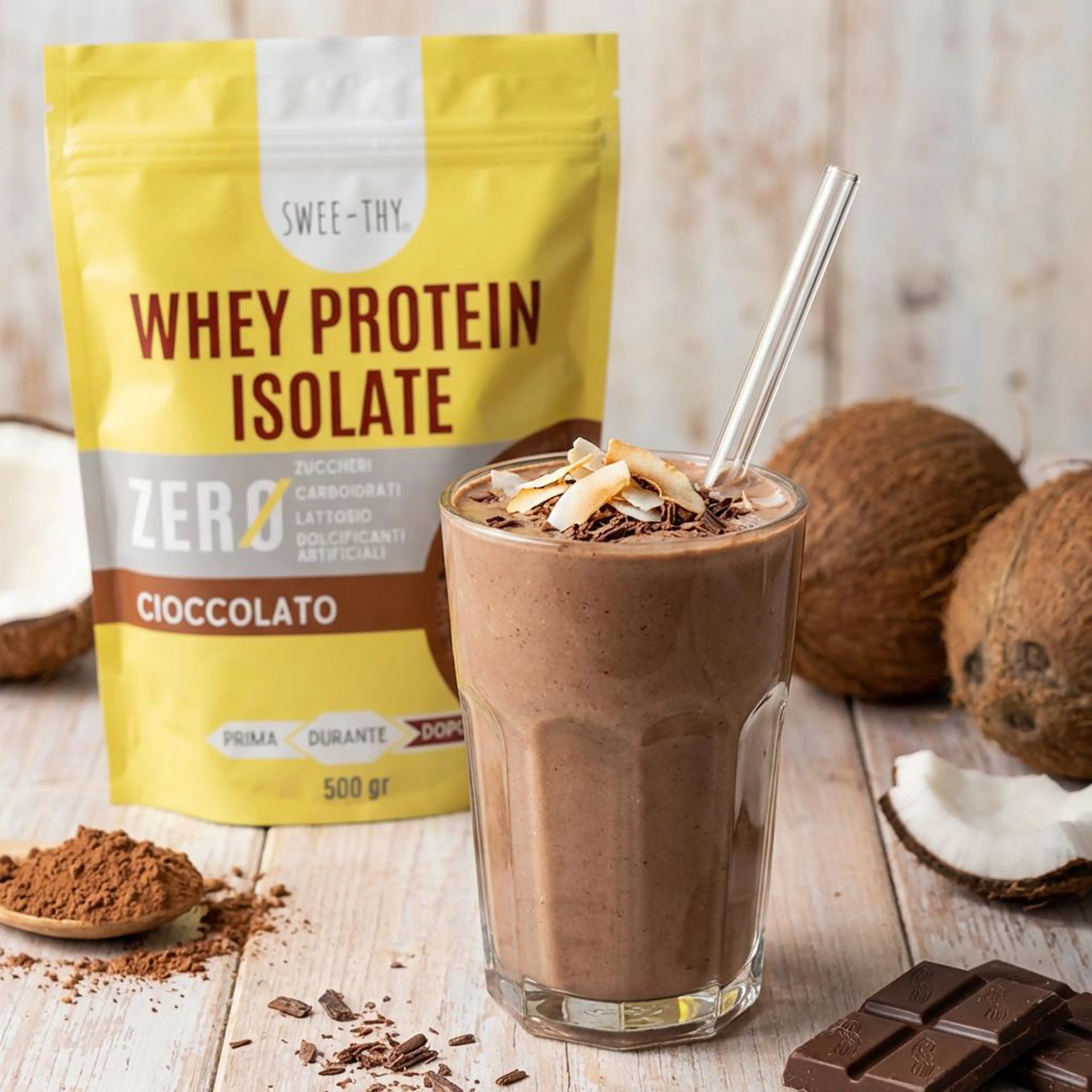 “Bounty protein” cocoa-coconut smoothie lactose-free