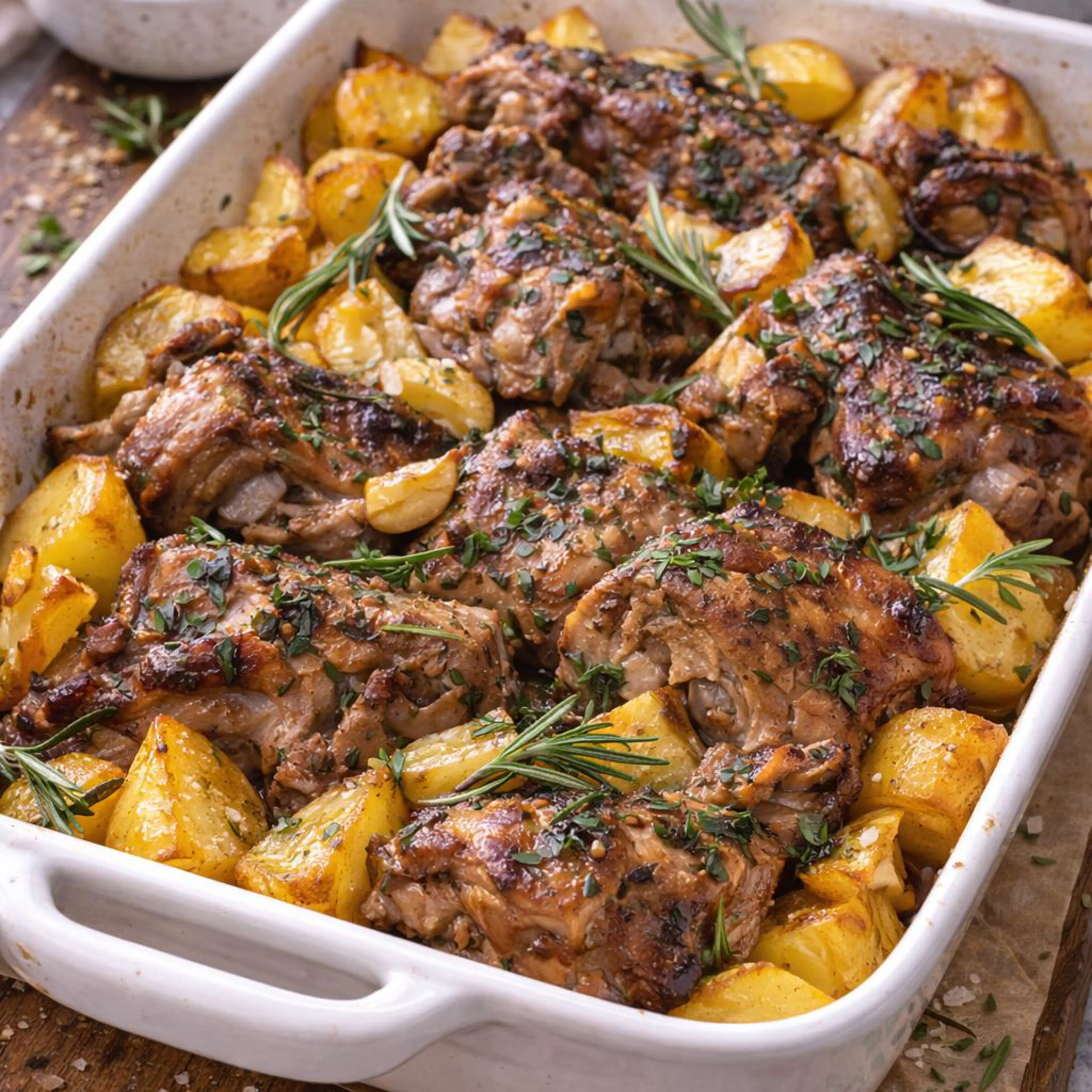 Cosciotto di capretto al rosmarino e patate