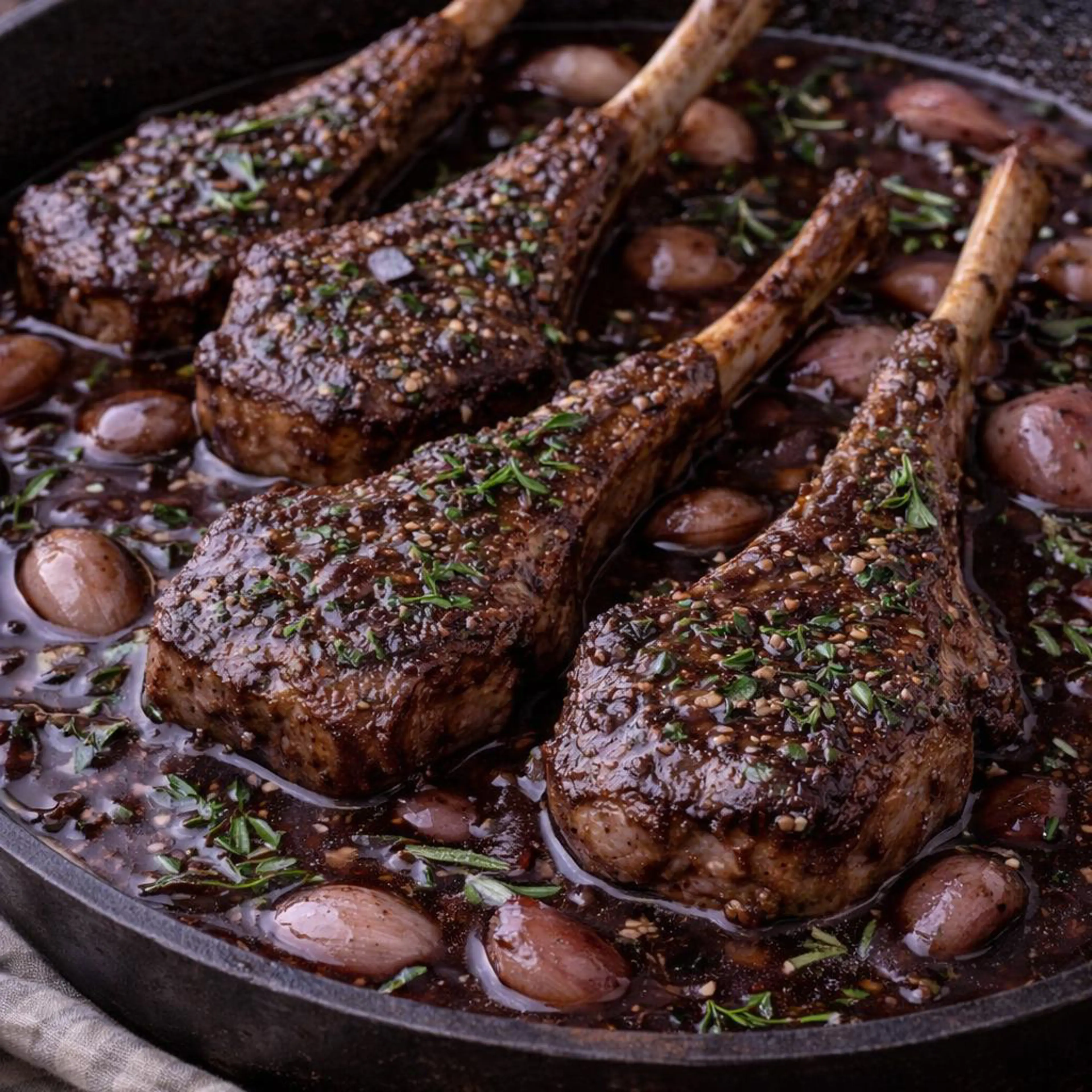 Côtes d'agneau au vin