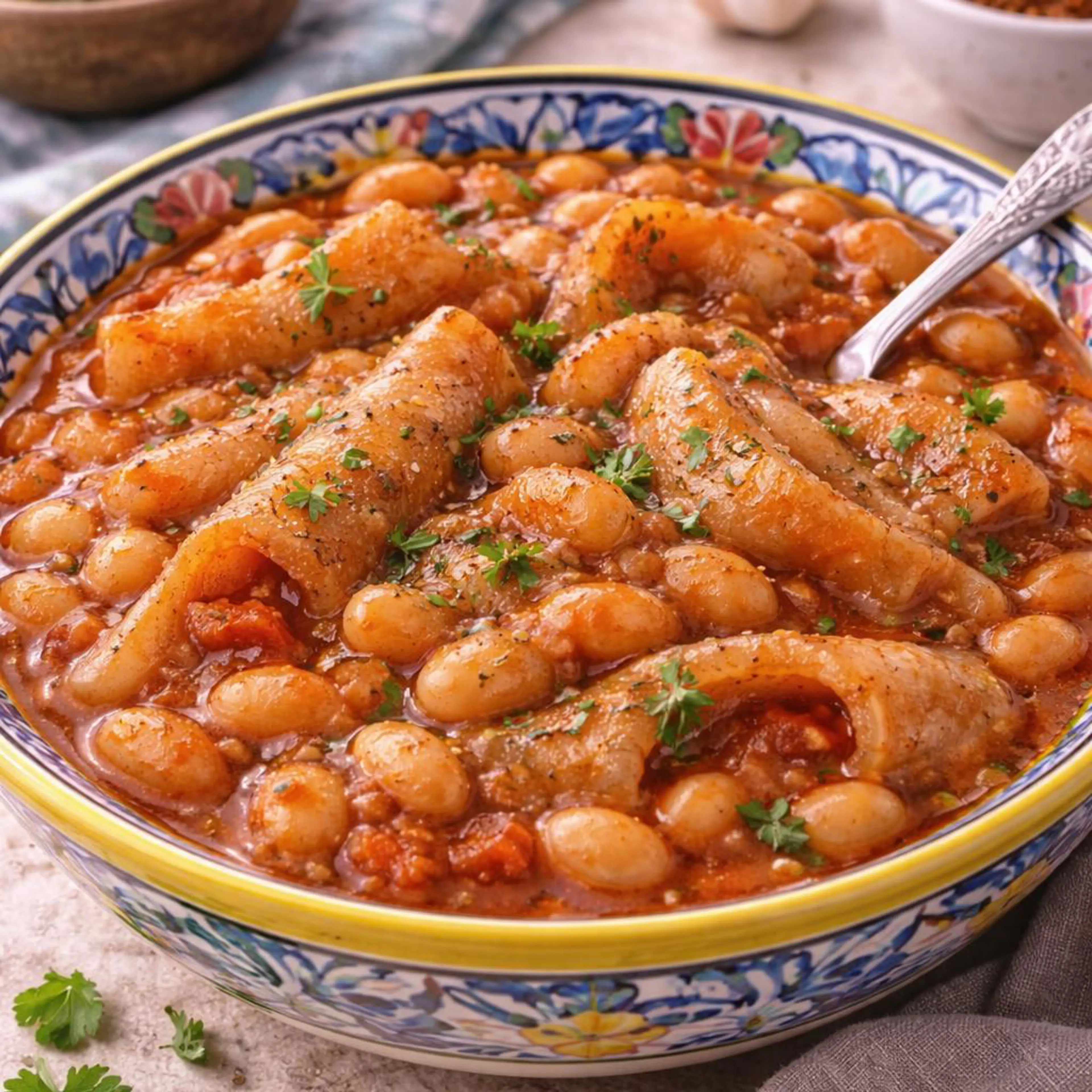 Bohnen mit Schweineschwarten