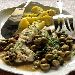 فيليه سمك القد مع كابر