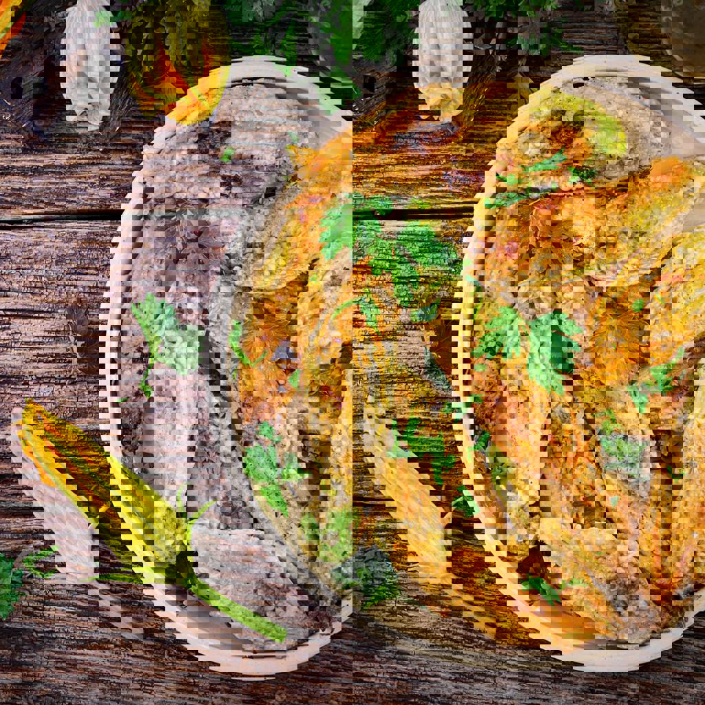 زهور القرع المقلية